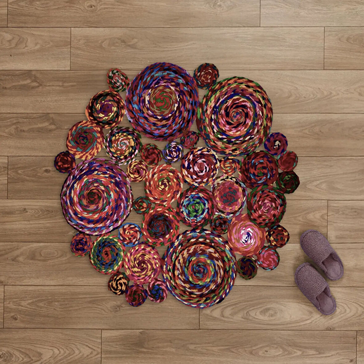 Home Y13 Bolero Örgü Halı - Renkli - 120x120 cm