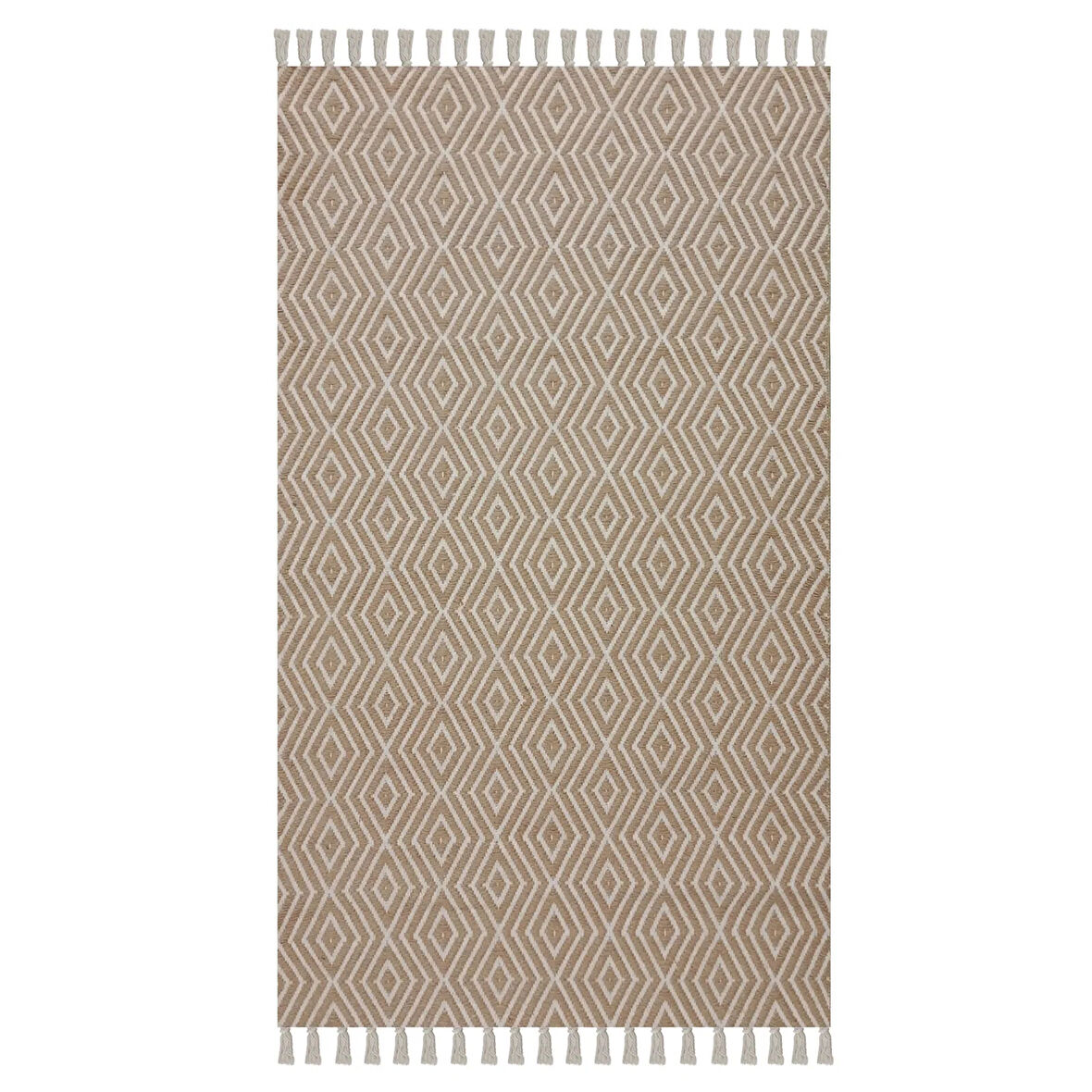 Home Jacq Geometri Pamuk ve Jüt Halı - Kahverengi / Beyaz - 120x180 cm