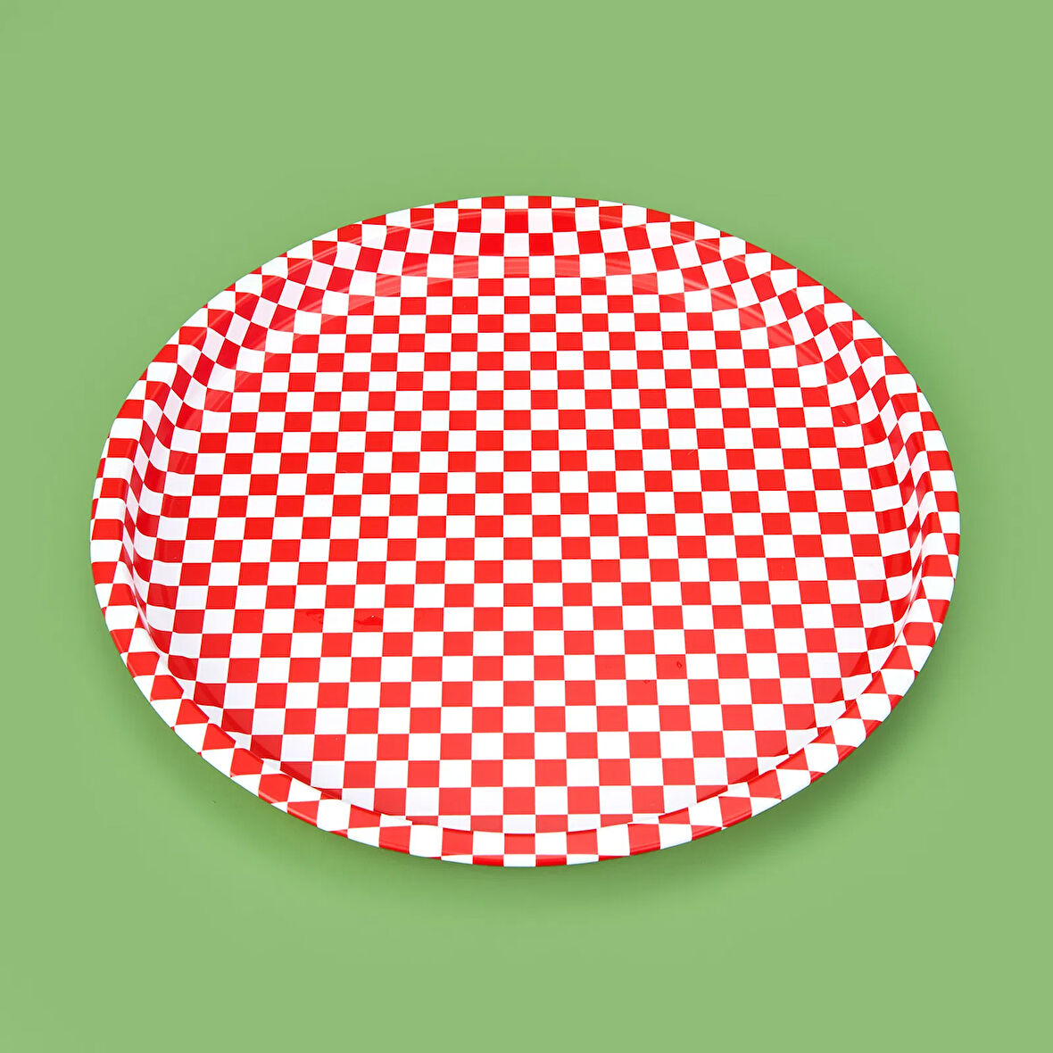 Metal Tepsi - Kırmızı / Beyaz