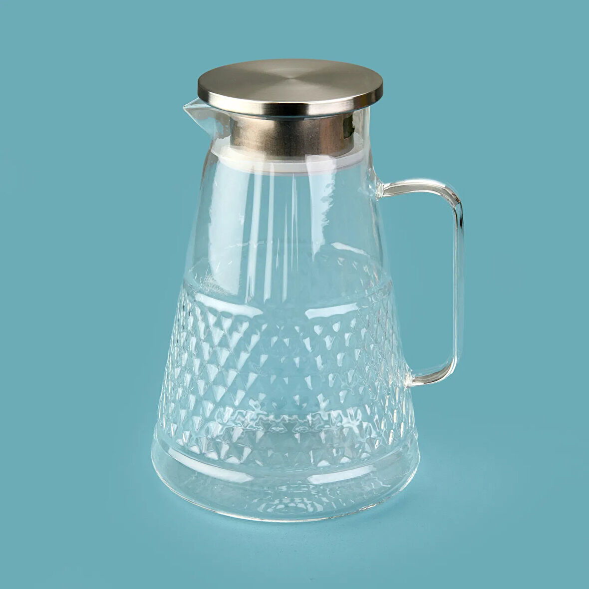 Kesik Cam Sürahi - Şeffaf - 1,8 lt