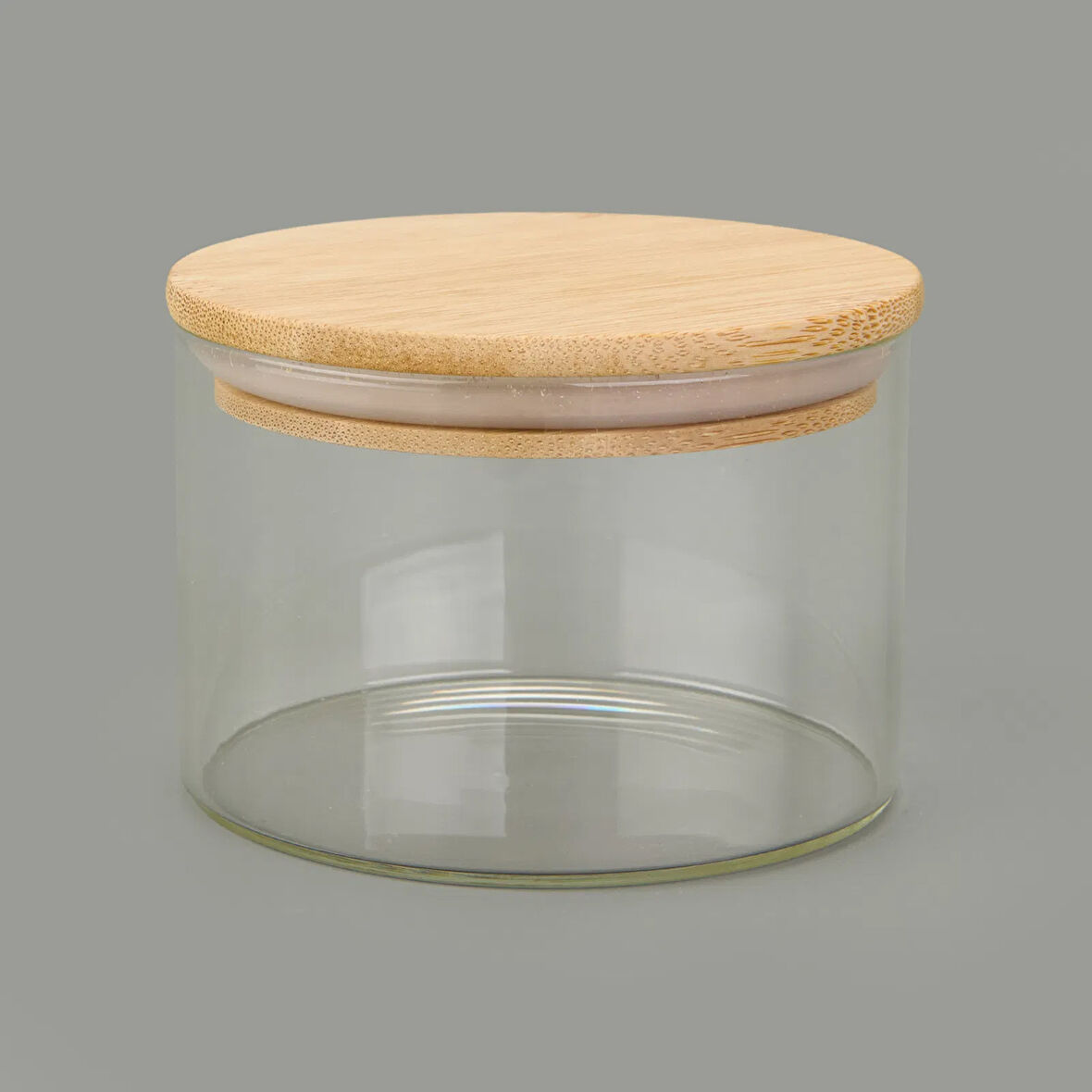 Home Bambu Kapaklı Borosilikat Cam Kase - Şeffaf / Açık Kahverengi - 365 ml
