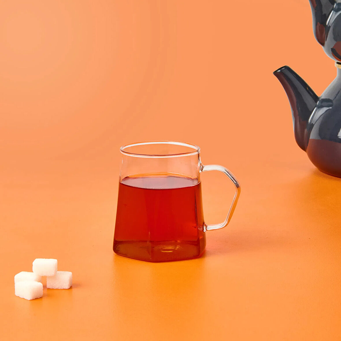 Star Altı Geniş Kulplu Bardak - Şeffaf - 350 ml