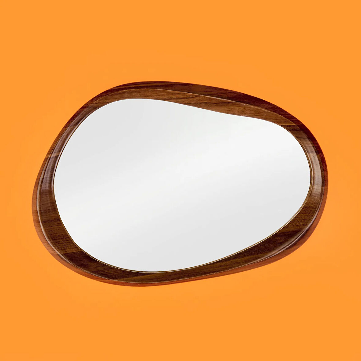 Amorf Ayna - Kahverengi - 38x55 cm