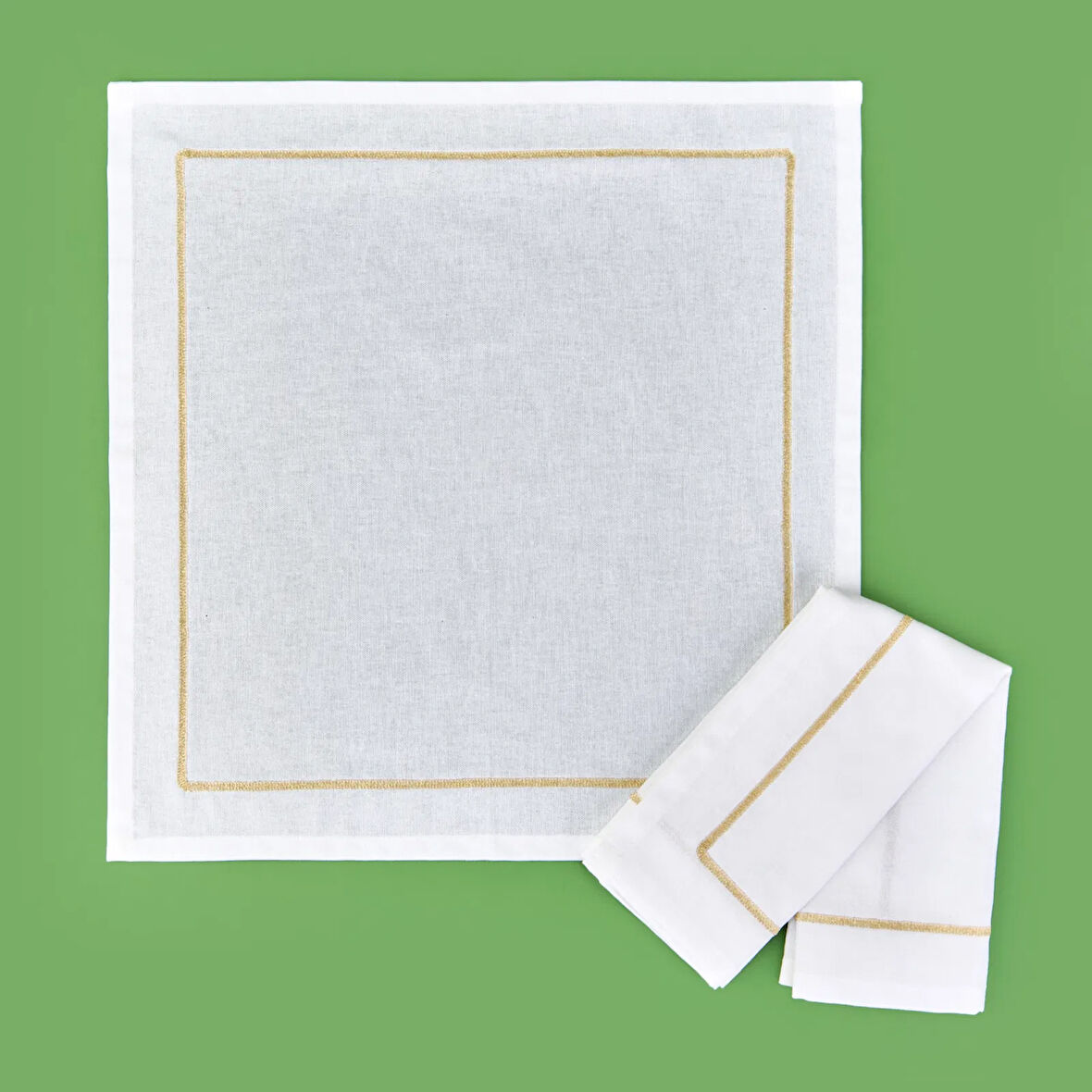 Soft Stripe 2'li Kumaş Peçete - Ekru - 45x45 cm