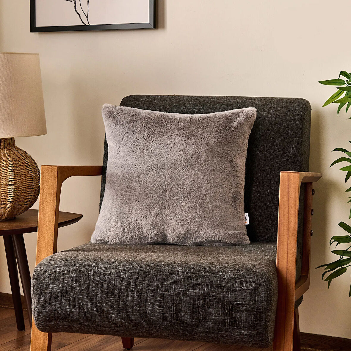 Soft Post Kırlent Kılıfı - Gri - 45x45 cm