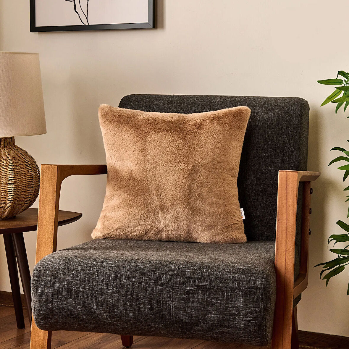 Soft Post Kırlent Kılıfı - Bej - 45x45 cm