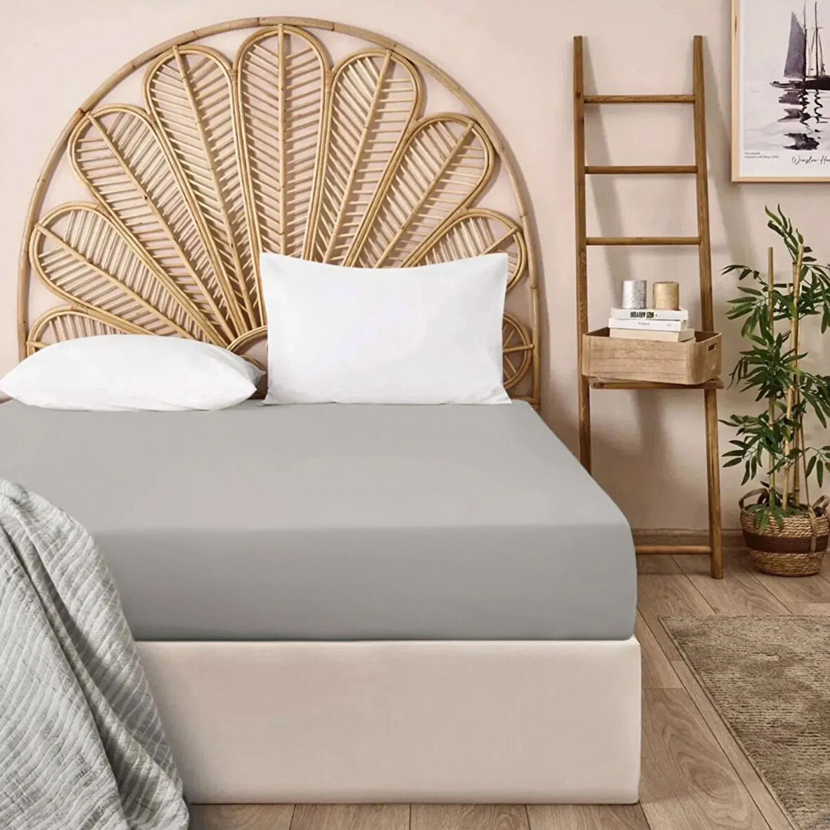 Soft Penye Çift Kişilik Lastikli Çarşaf - Gri - 160x200 cm