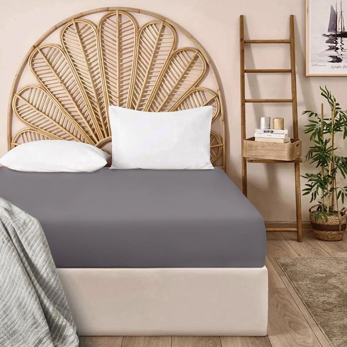 Soft Penye Çift Kişilik Lastikli Çarşaf - Antrasit - 160x200 cm