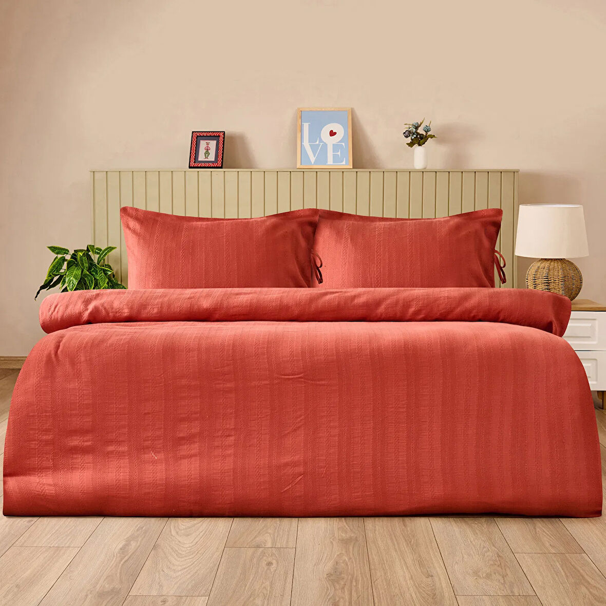 Soft Armürlü Tek Kişilik Nevresim Takımı - Kiremit