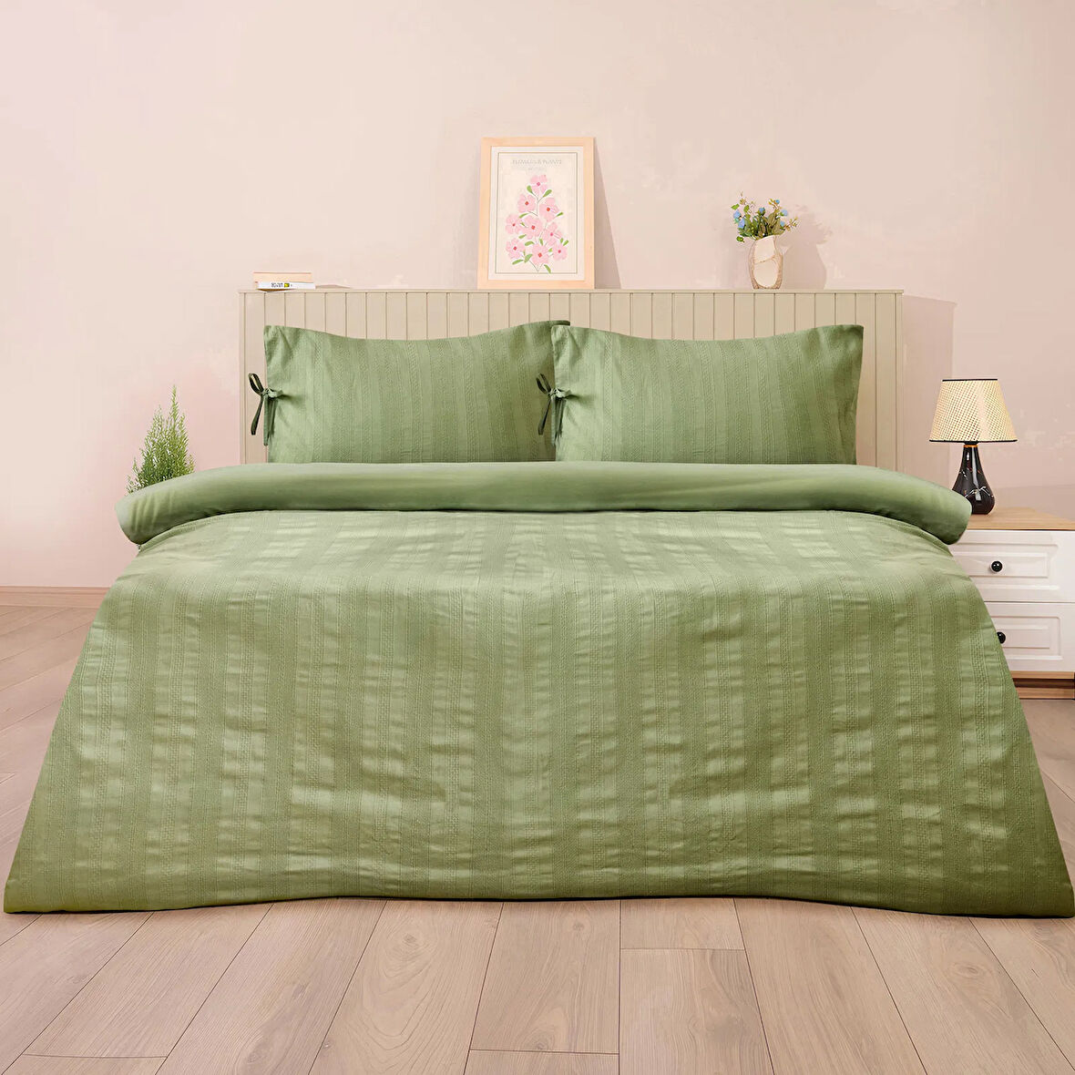 Soft Armürlü Tek Kişilik Nevresim Takımı - Yeşil