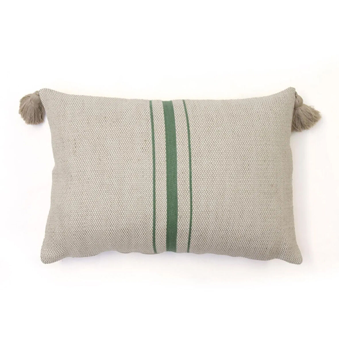 Soft Vev Kırlent - Bej / Yeşil - 35x55 cm