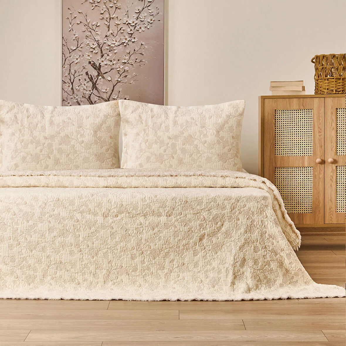 Soft Selimi Tek Kişilik Yatak Örtüsü Seti - Bej - 160x220 cm