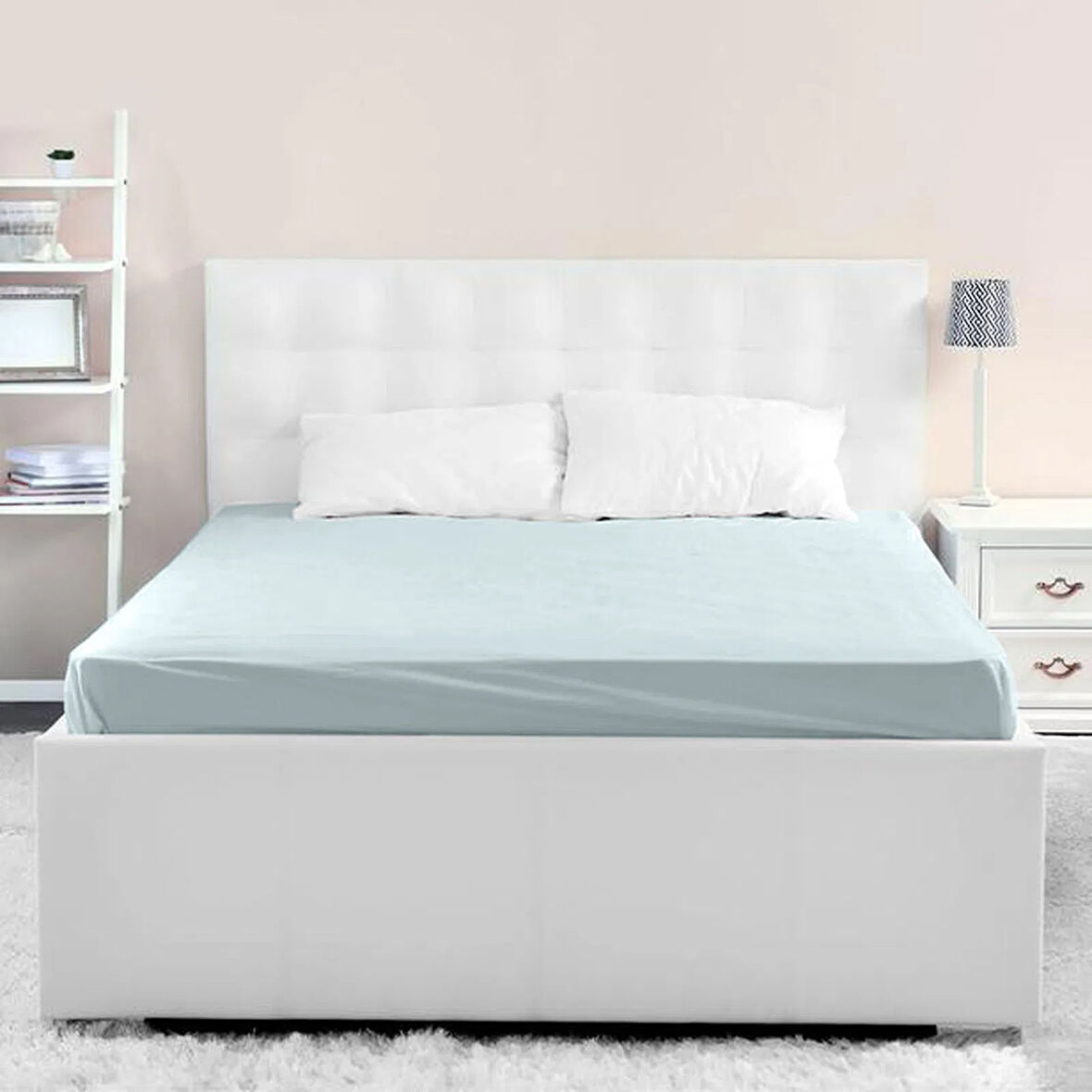 Pamuklu Penye Tek Kişilik Çarşaf - Mint - 100x200 cm