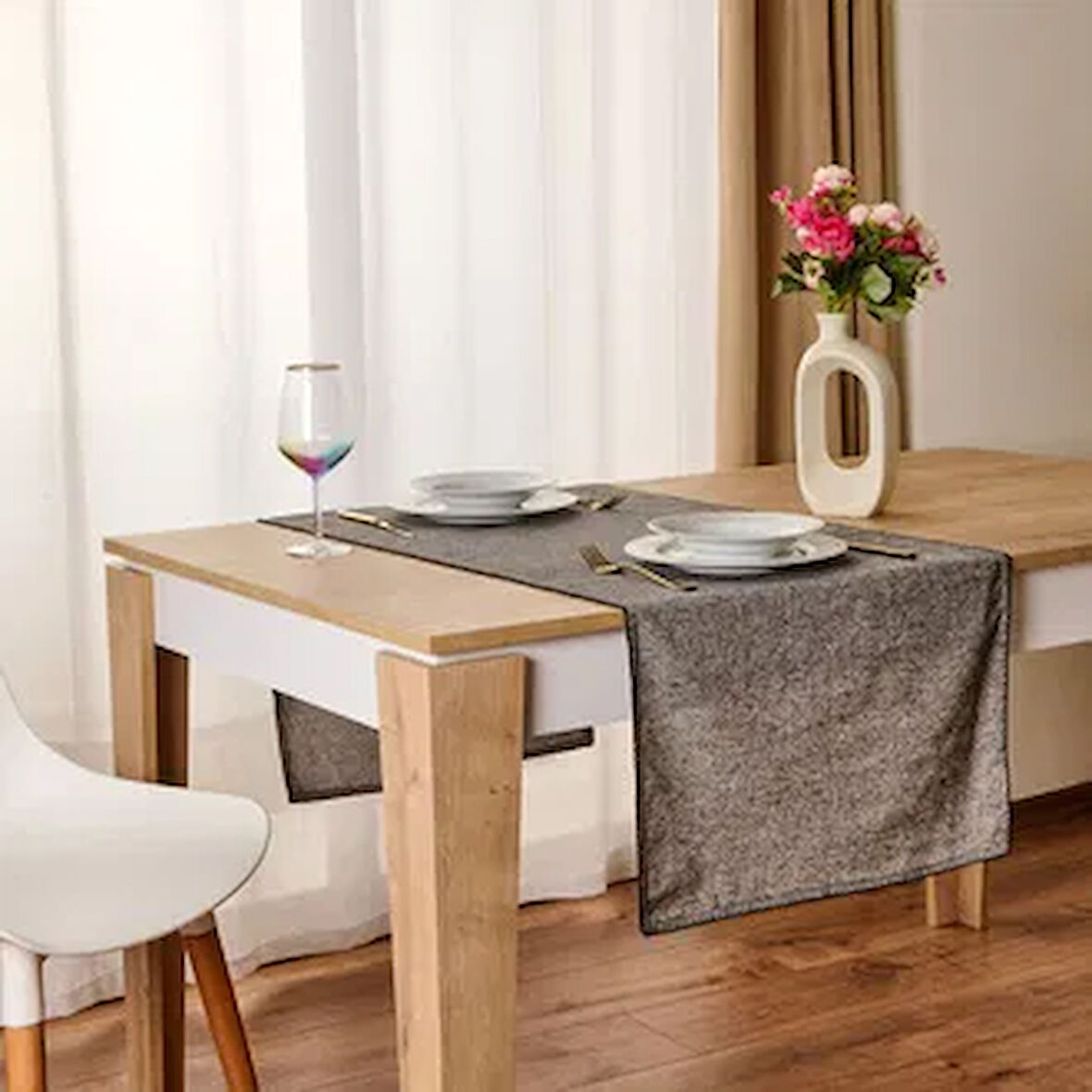 Soft Rustik Runner - Siyah - 50x150 cm