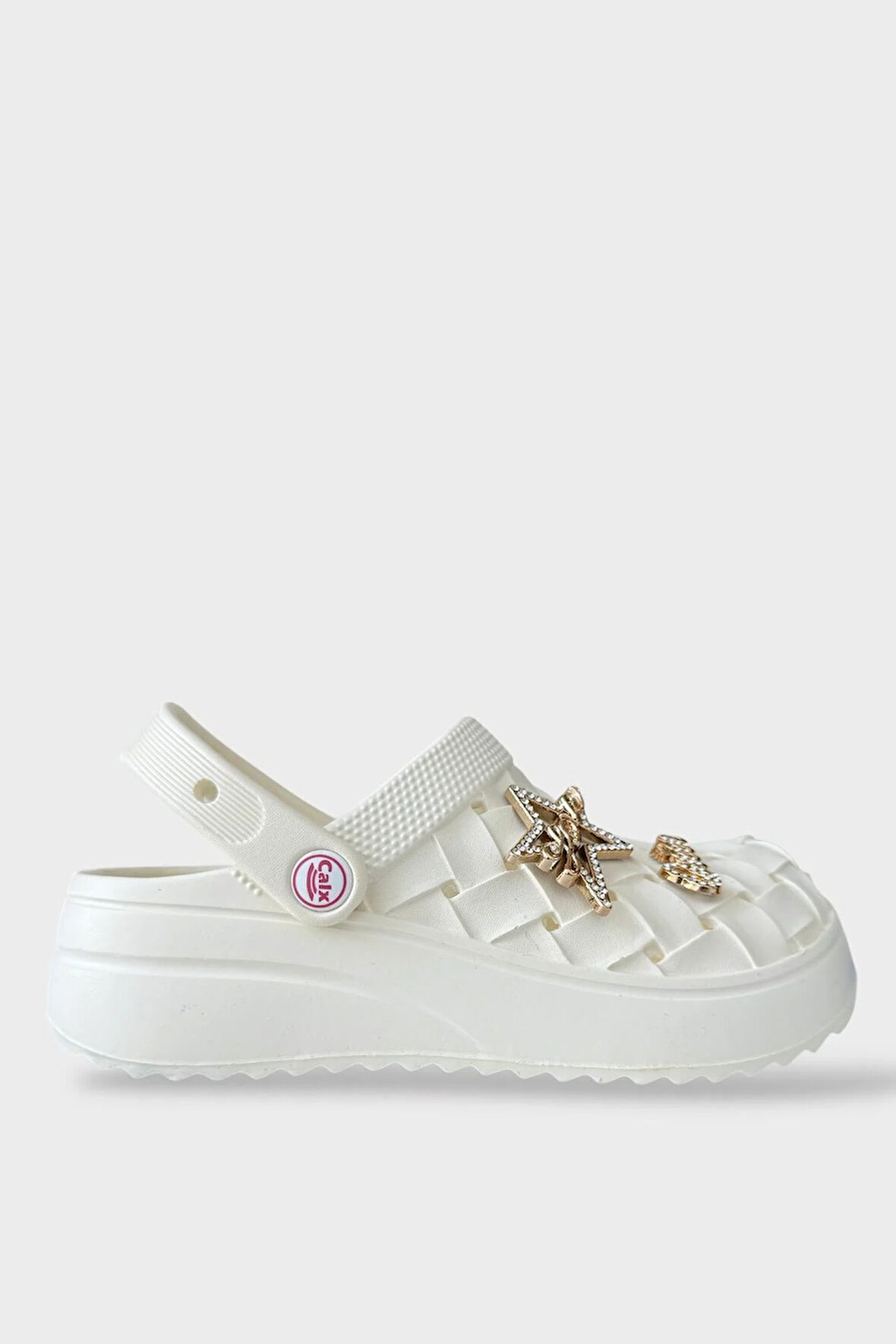 Kadın Taşlı Comfort Hafif Yüksek Taban Yazlık Sandalet Terlik BEYAZ