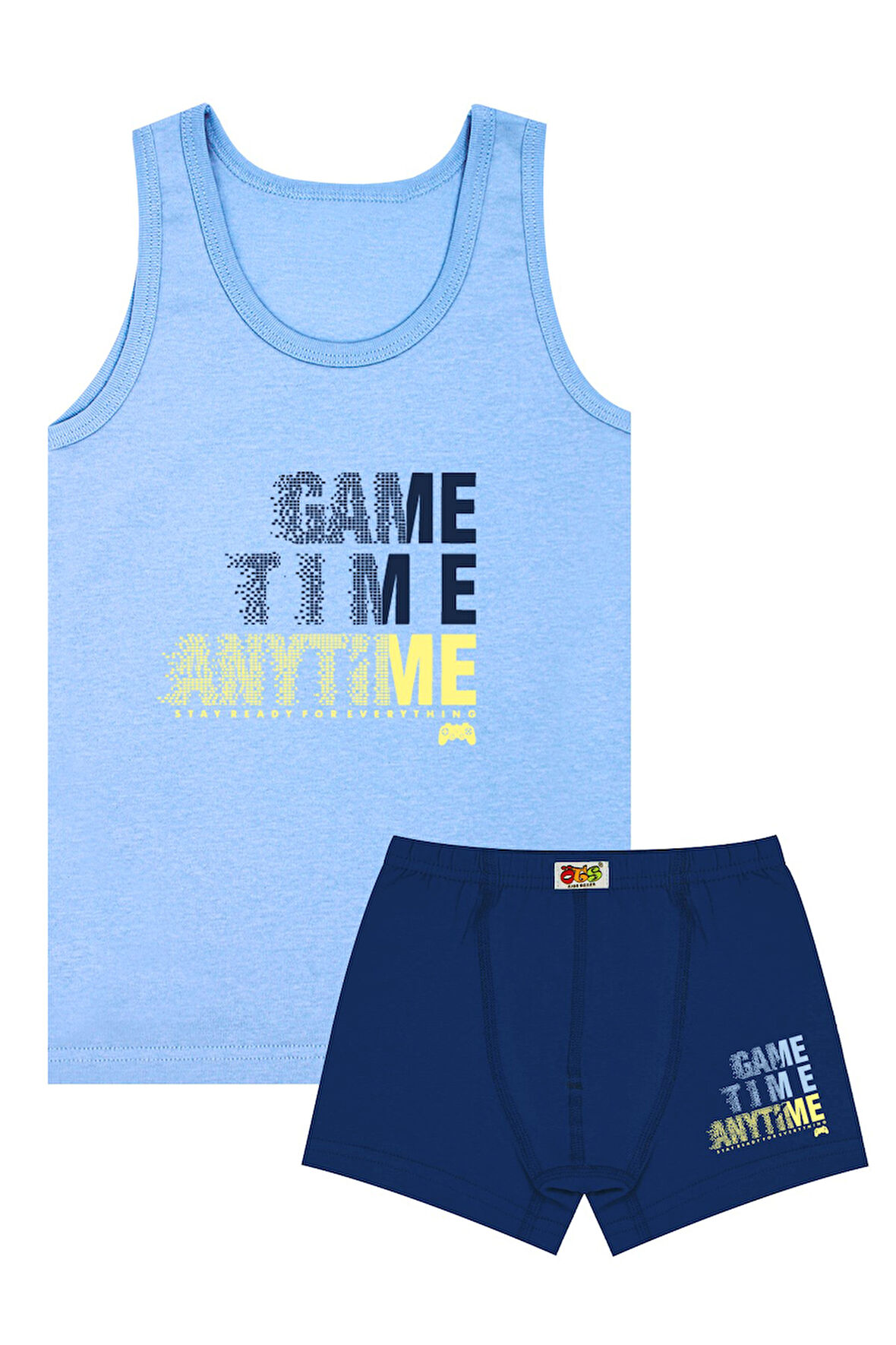 Öts Erkek Çocuk Atlet Boxer Likralı Mavi Oyun Zamanı (%96 Pamuk - %4 Elastan)