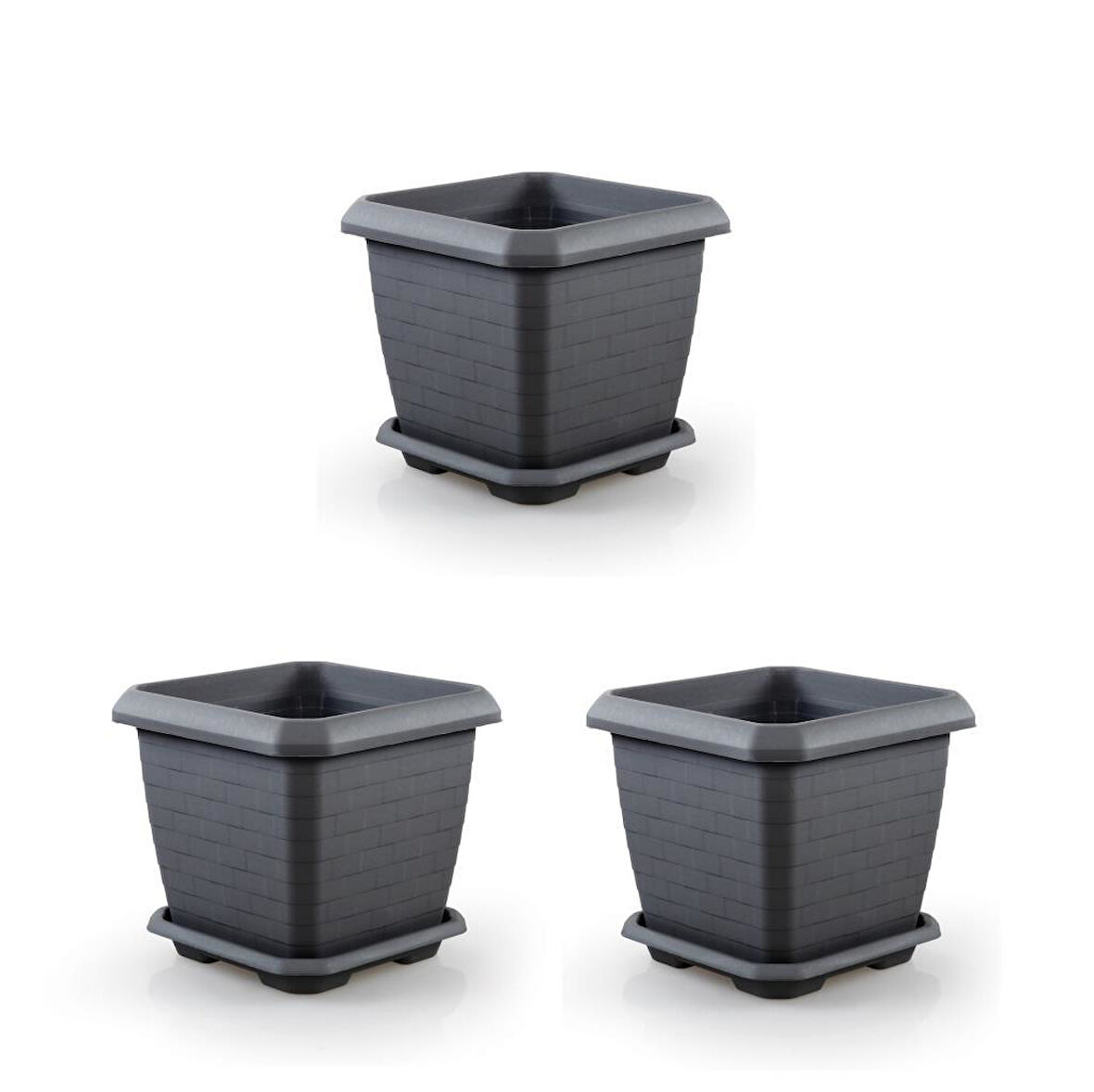 Omnipazar SO-HK03 Hisar Kare Tabaklı Saksı 25.5 litre 3 Adet