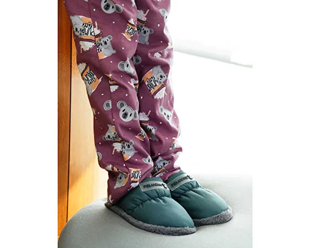 Peluche Mold Gray Parachute Child Slipper Çocuk Günlük Ev Pandufu PAR-CKI Yeşil