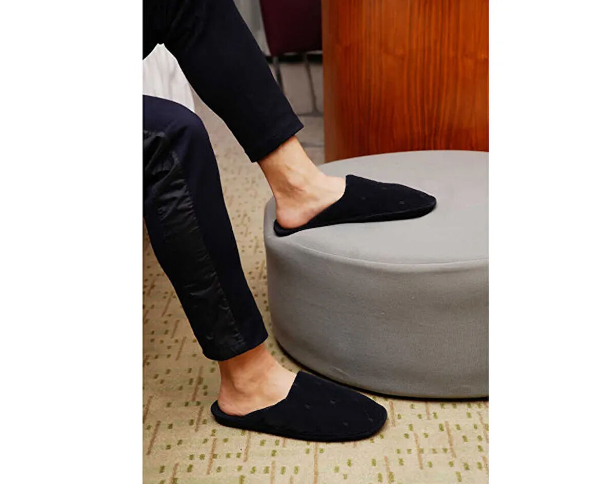 Peluche Navy Blue Baklava Canak Slipper Erkek Ev Terliği CAN-EBLT Mavi