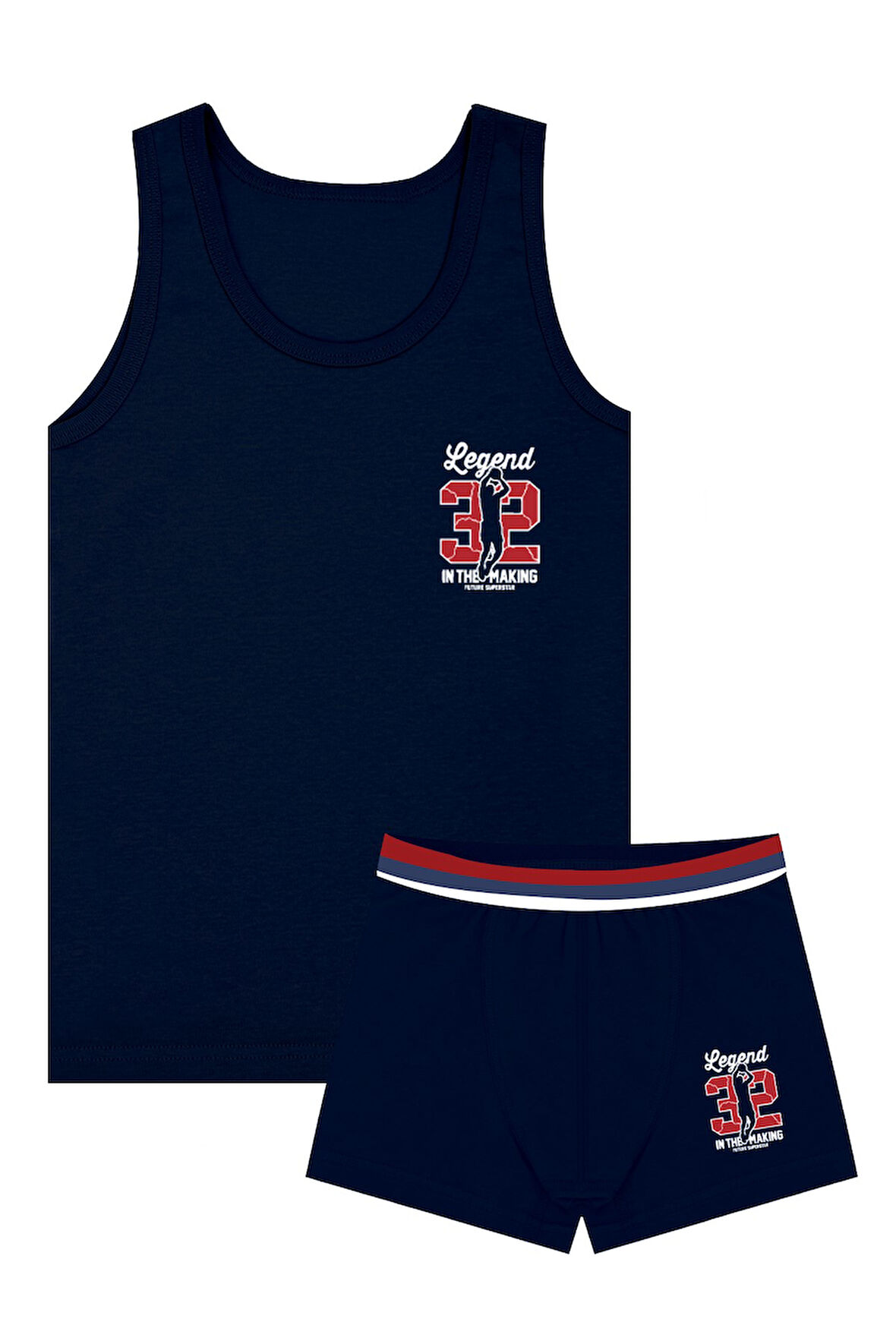 Öts Erkek Çocuk Atlet Boxer Likralı Lacivert Legend (%96 Pamuk - %4 Elastan)