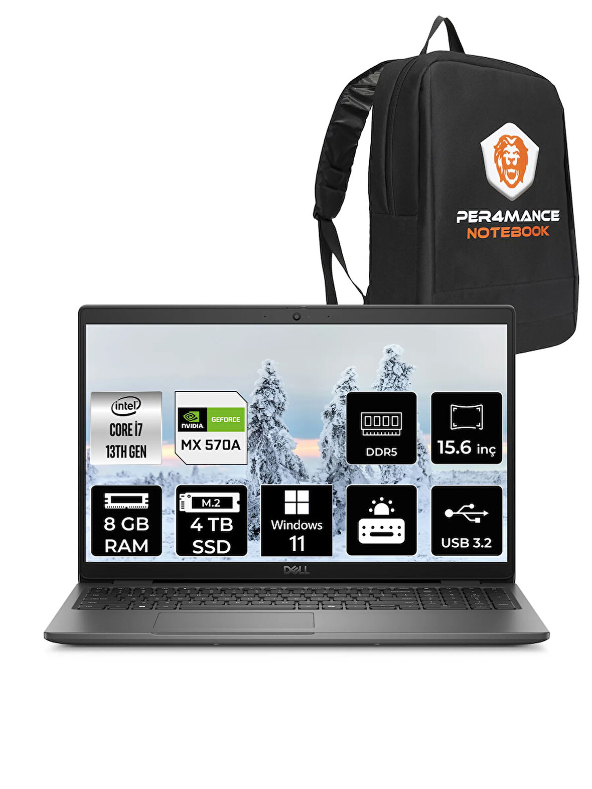 DELL Latitude 3550 i7 1355U 8GB 4TB SSD MX570A/2GB 15.6'' W11P Dizüstü Bilgisayar & PER4 ÇANTA