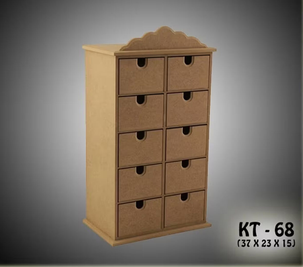 Ahşap Boyanabilir 10 Çekmeceli Takı-makyaj-aksesuar Dekoratif Organizer Kutu