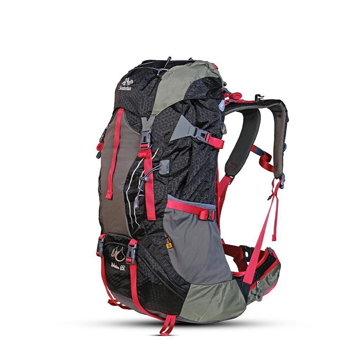 Milo Senterlan Cave 65 lt Su Geçirmez Outdoor Sırt Çantası Kırmızı Siyah