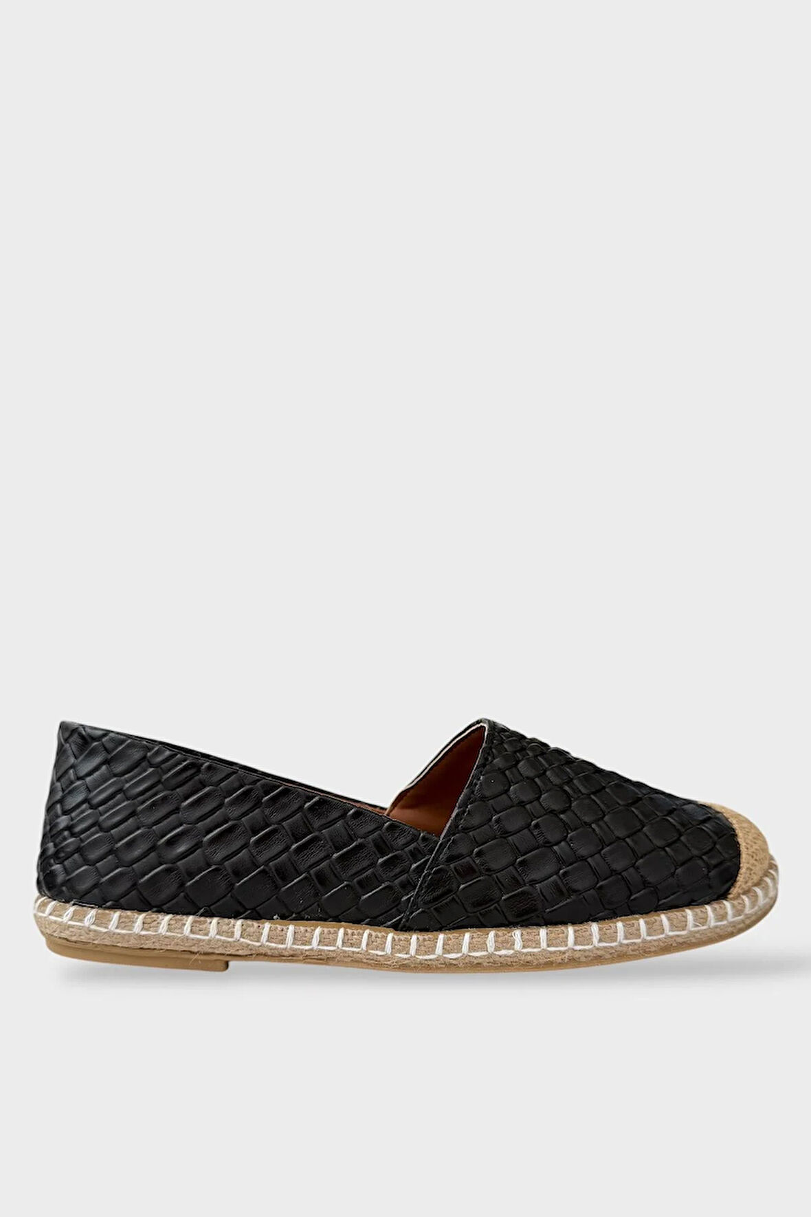 Kadın Espadril Desenli Babet Ayakkabı SİYAH
