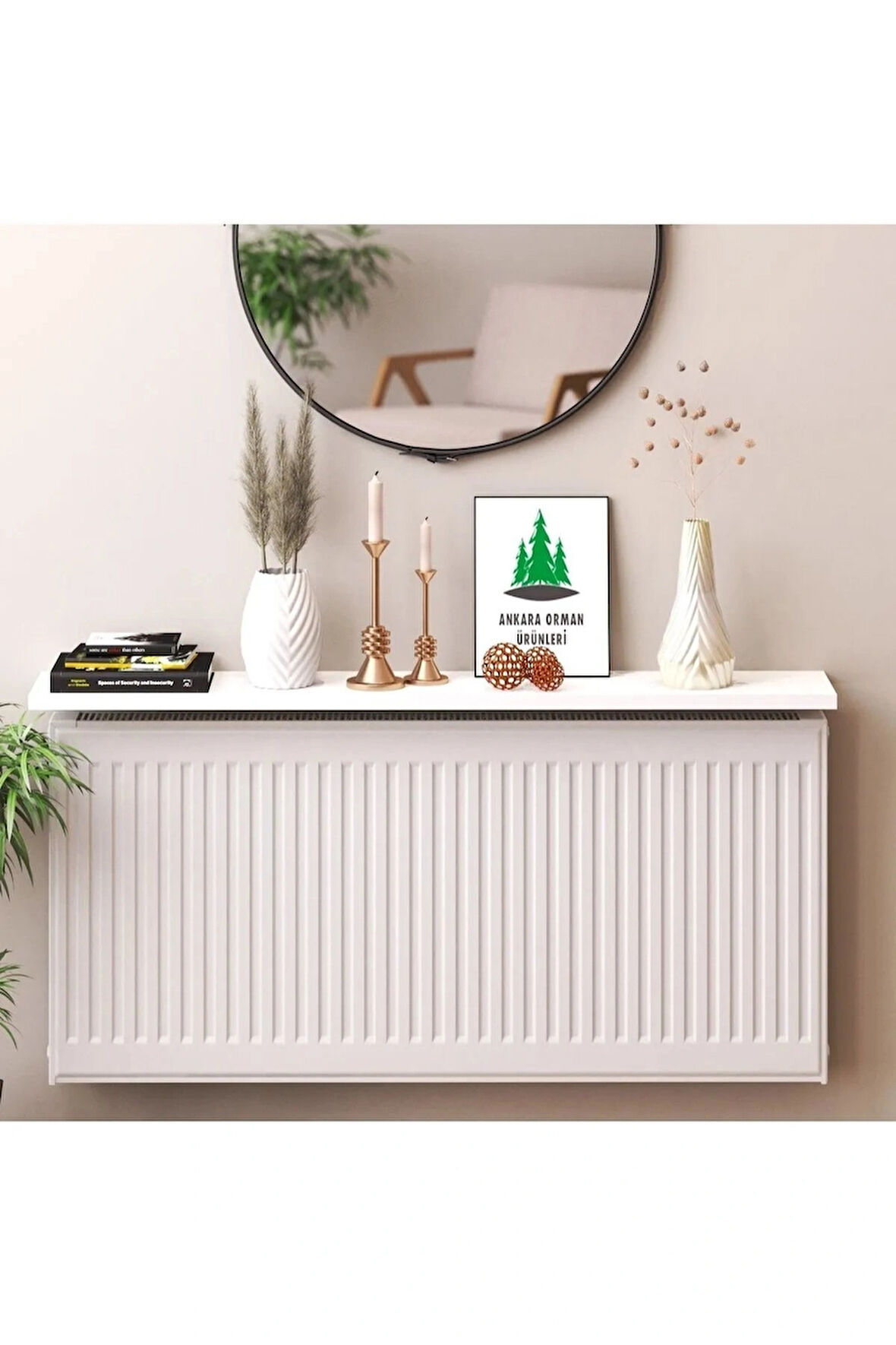 Reyo Mdf Beyaz Petek Üstü Duvara Monte Uçan Raf Dresuar 80cmx18cm