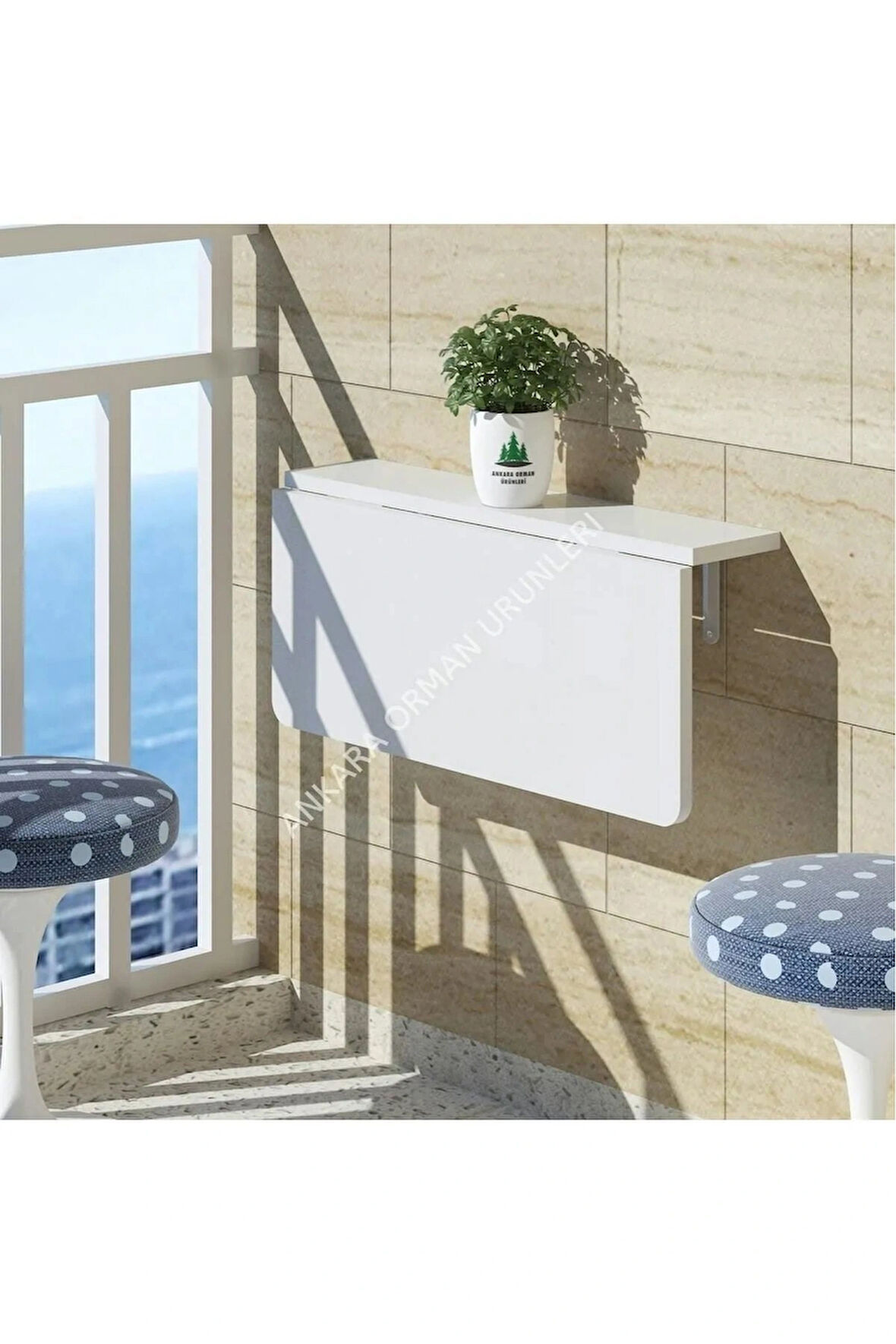Reyo 60x45 Cm Oval Köşeli Açılır Kapanır Duvara Monte Raf Masa Mutfak Masası