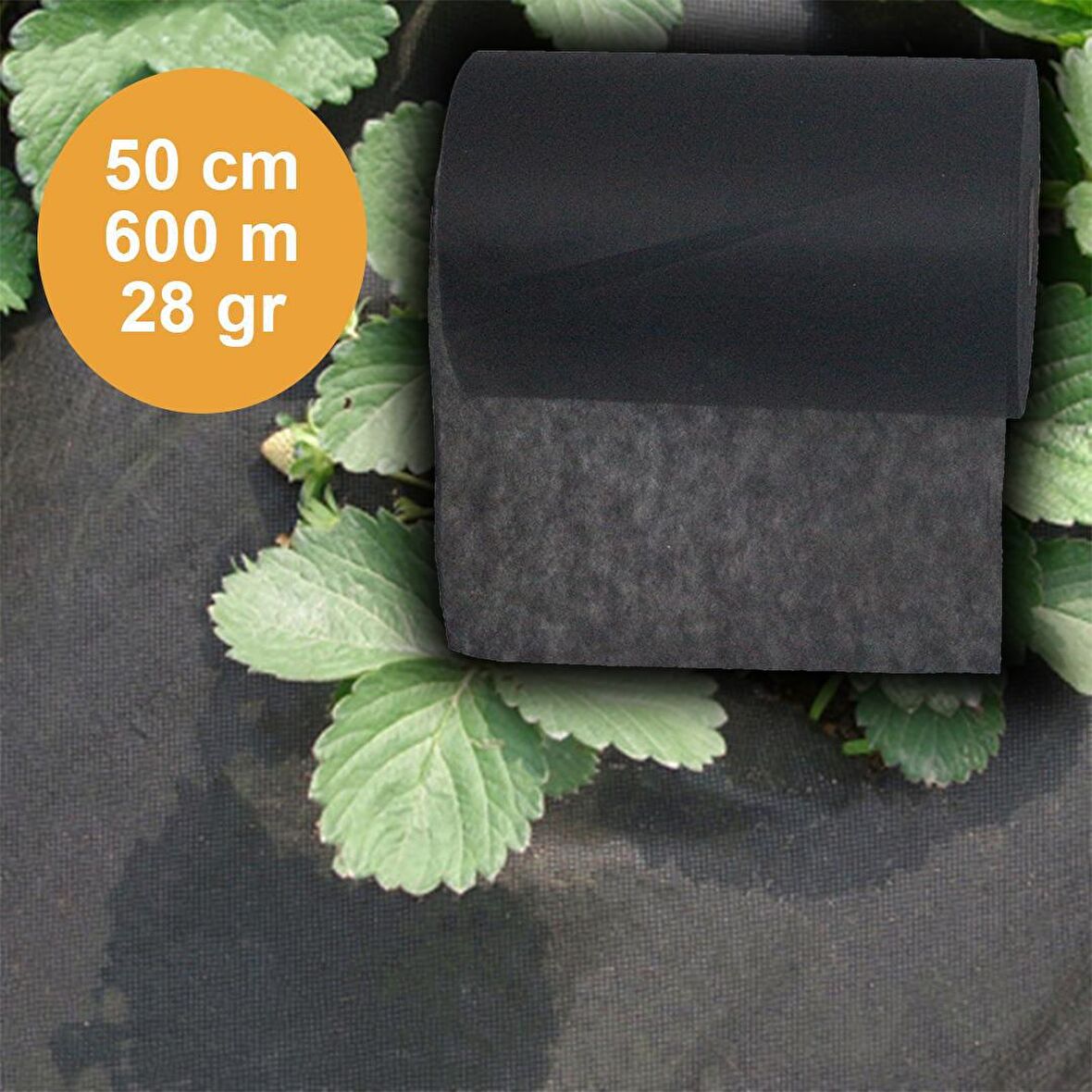 50cmX600M SİYAH TEKSTİL MULCH SİYAH AGRİL 28 GR TARIMSAL OT ÖRTÜSÜ ISI DON PERDESİ KARPUZ ÇİLEK ÖRTÜSÜ, SERA TOPRAK ÖRTÜSÜ