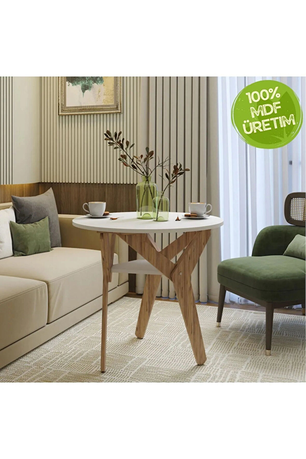 Reyo 80×40cm Beyaz Atlantik Çam Çok Amaçlı Sehpa Masa %100 Mdf Mutfak Yemek Çalışma Masası Orta Sehpa