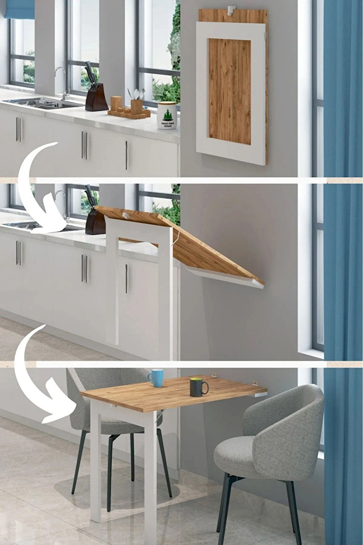 Reyo 60x90cm Duvara Monte Çerçeveli Tablo Masa 1. Sınıf Atlantik Çam MDF