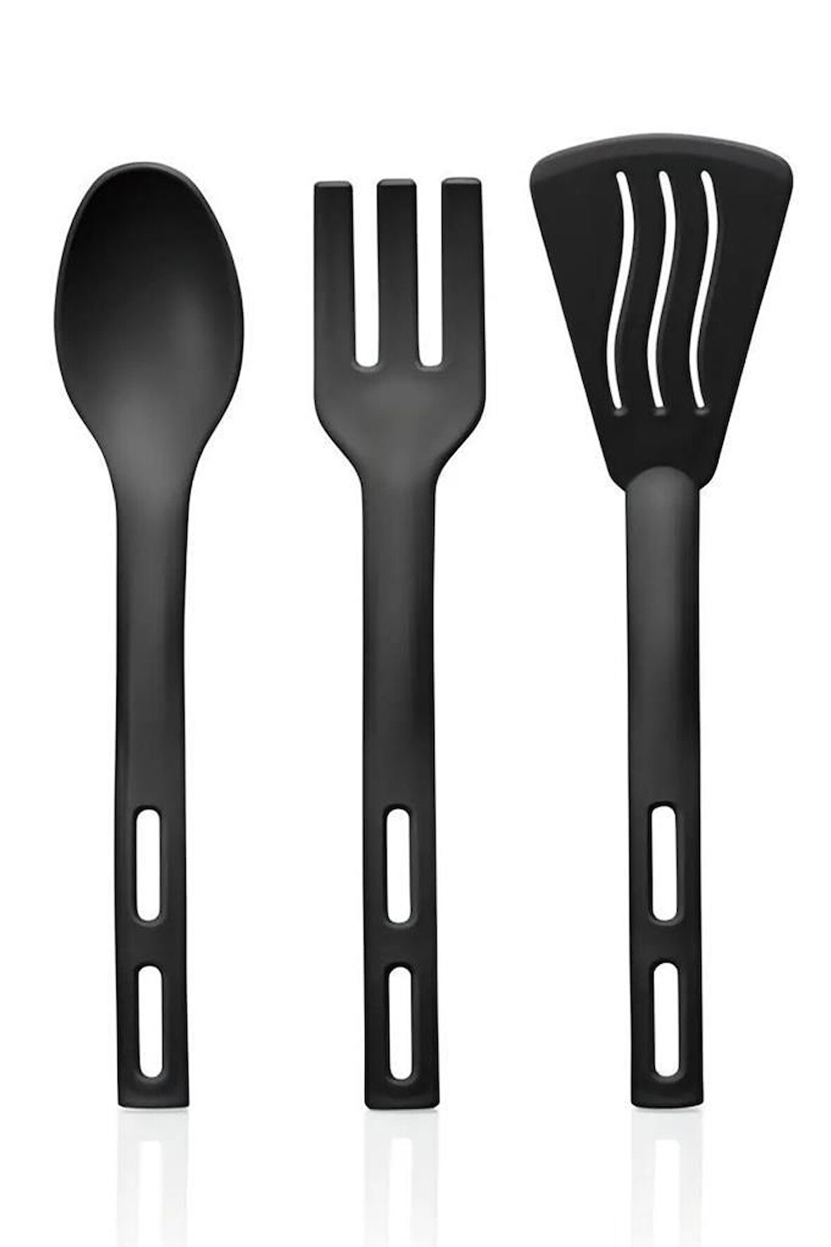 3lü Mini Plastik Spatula Kaşık Çatal Servis Seti Takımı