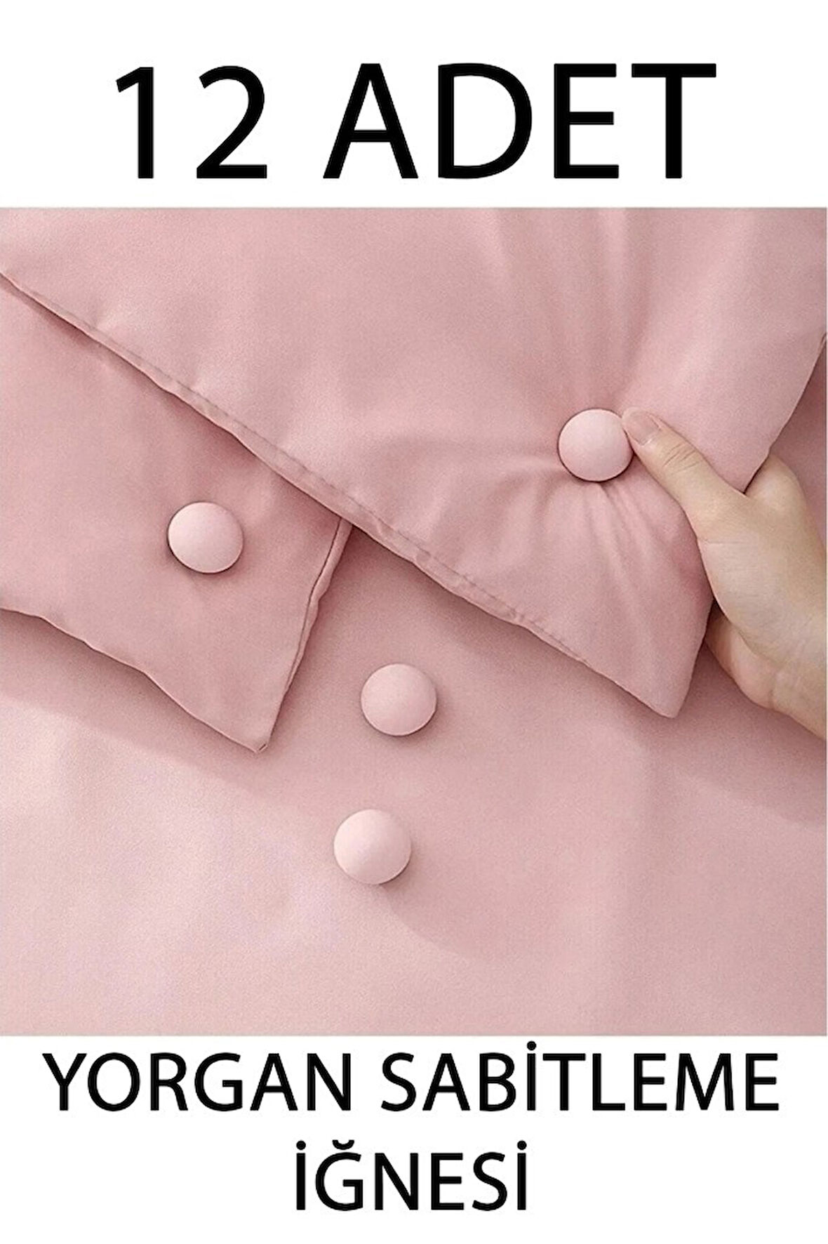 12 Adet Çarşaf Yorgan Kılıfı Sabitleme İğnesi Düğmeli Klipsi Sabitleyici Pembe