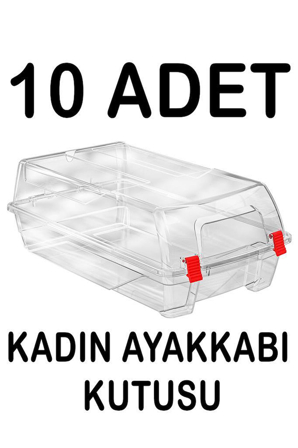 Plastik 10 Adet Şeffaf Kadın Ayakkabı Saklama Kutusu