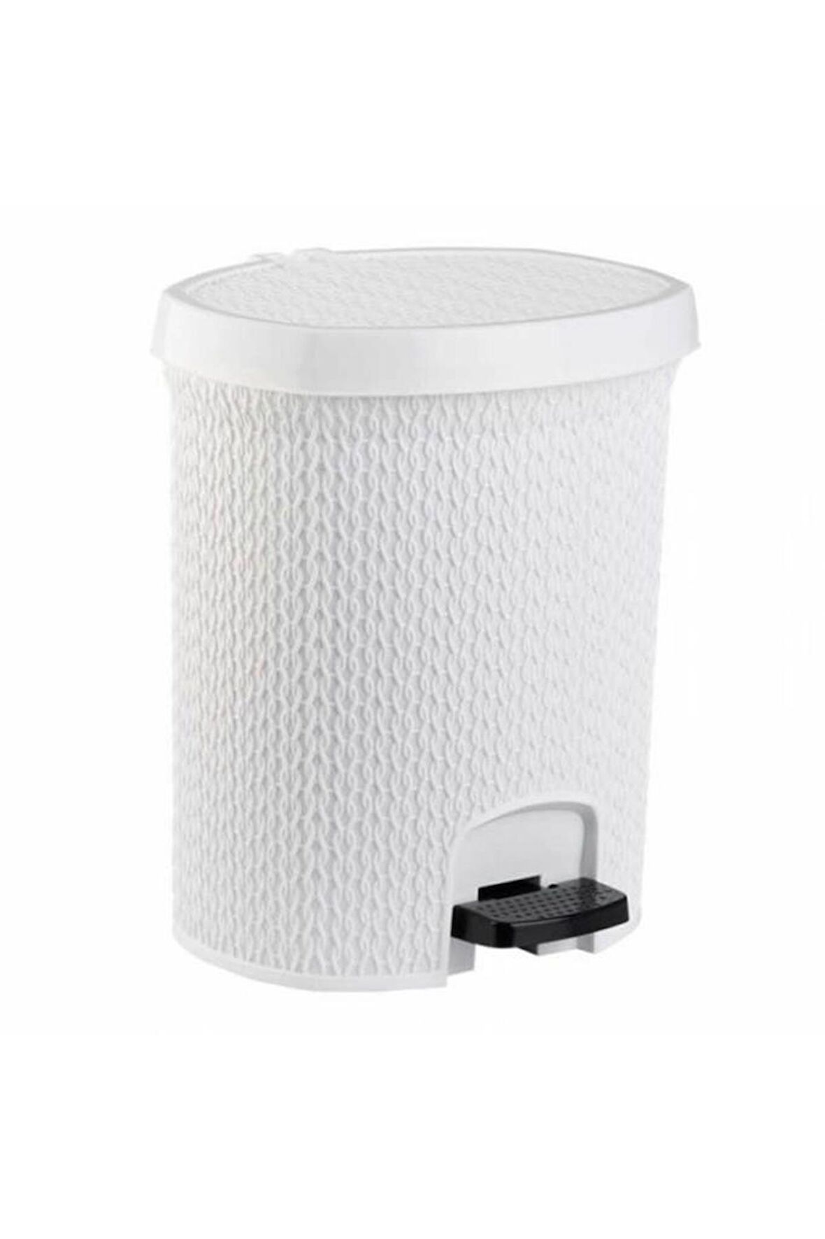 Plastik Örgülü Pedallı Çöp Kovası 5.5 Litre Beyaz