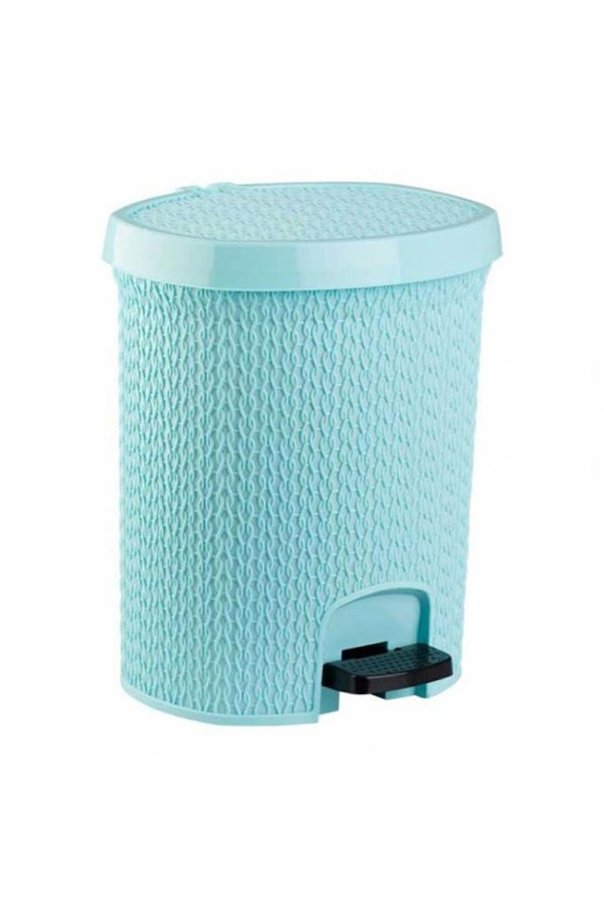 Plastik Örgülü Pedallı Çöp Kovası 5.5 Litre Turkuaz