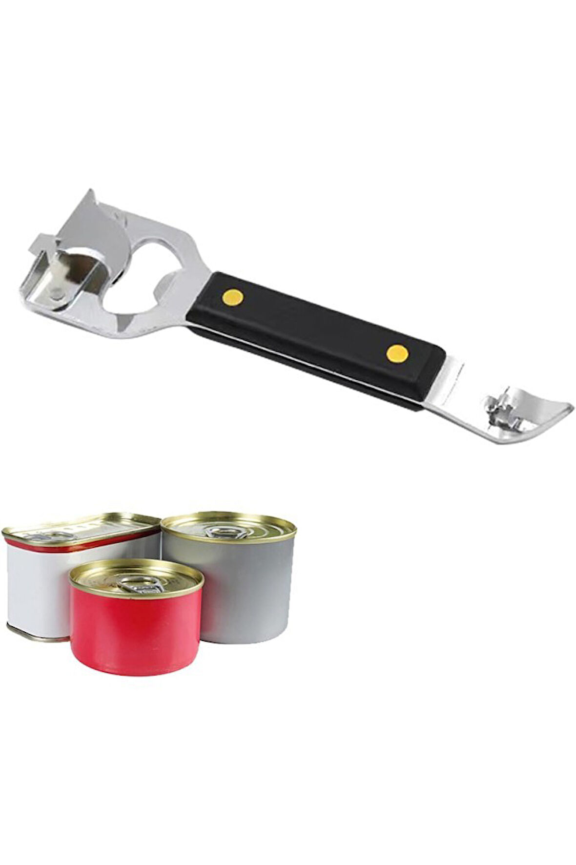 Paslanmaz Çelik Çift Taraflı Manuel Konserve Şişe Açacağı Açacak