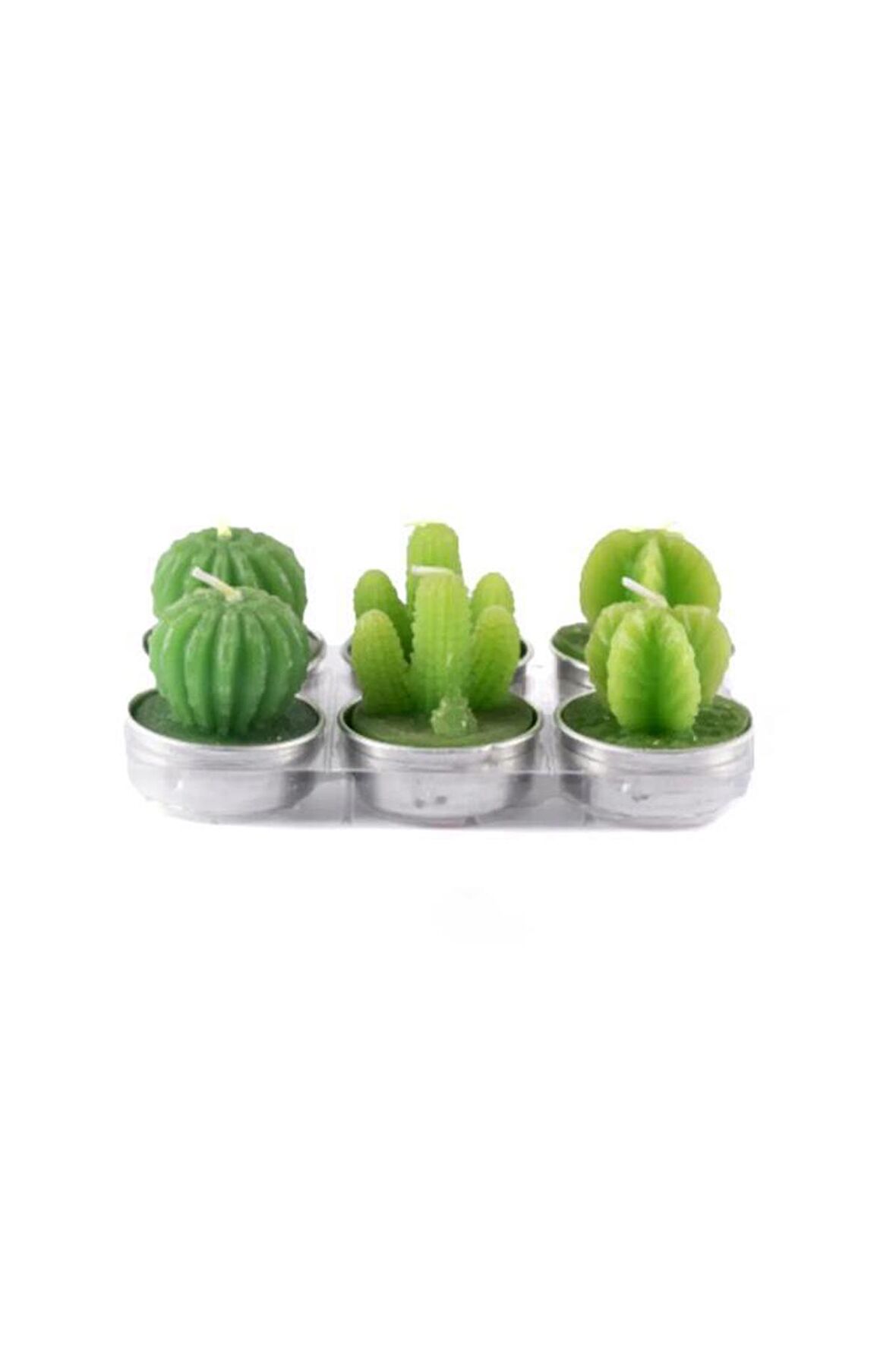 6 Adet 3 Desen Tealight Buhurdanlık Kaktüs Mum