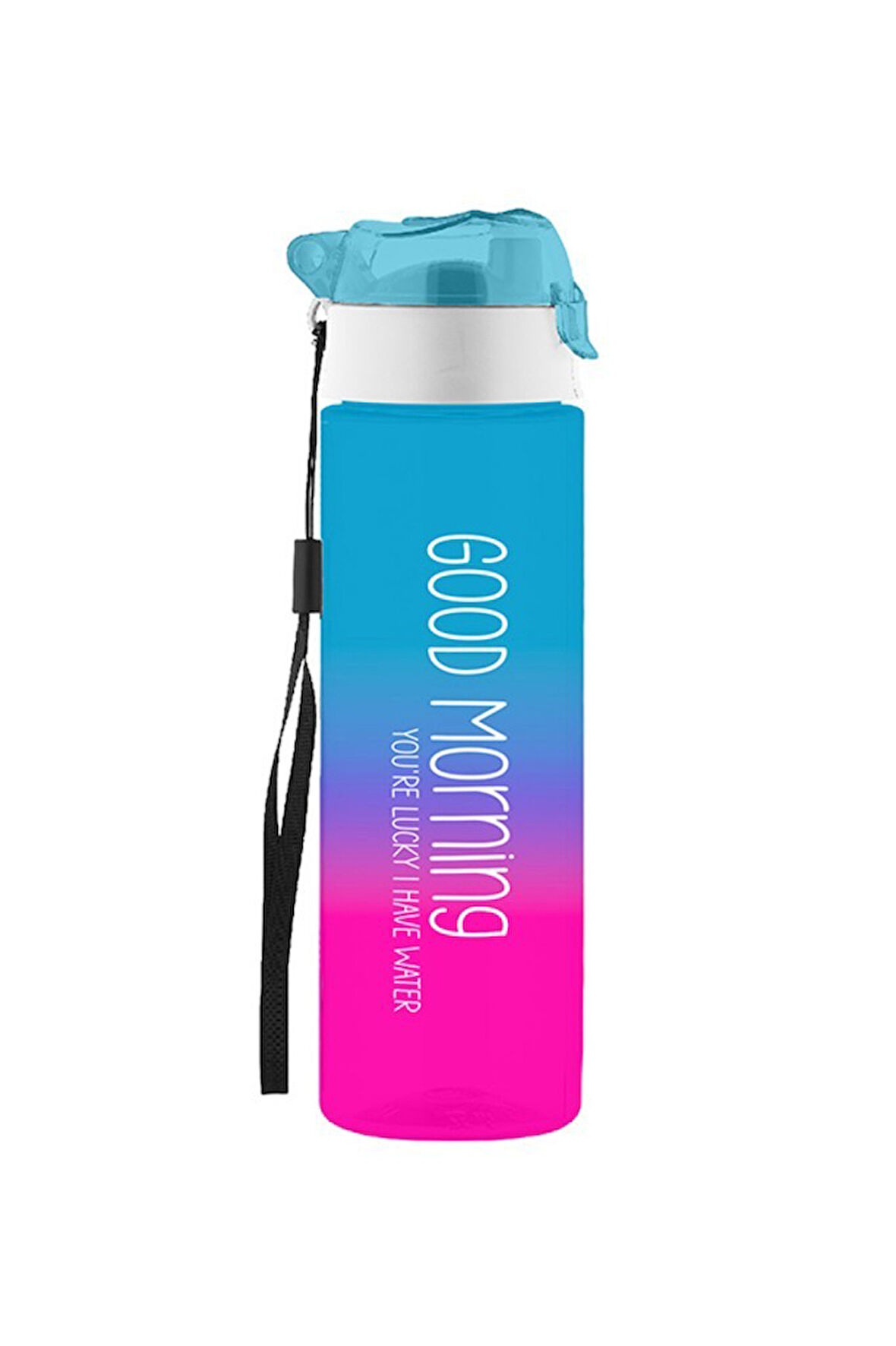 Plastik 500cc Good Morning Su Şişesi Matarası Suluk Mavi Mor