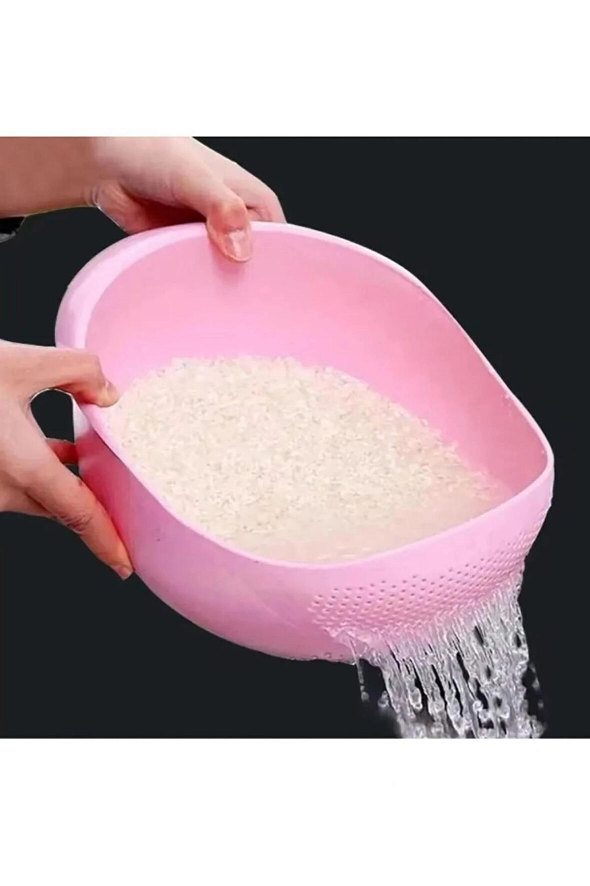 Plastik Pembe 3 Litre Sebze Meyve Makarna Pirinç Süzgeç 6 Litre