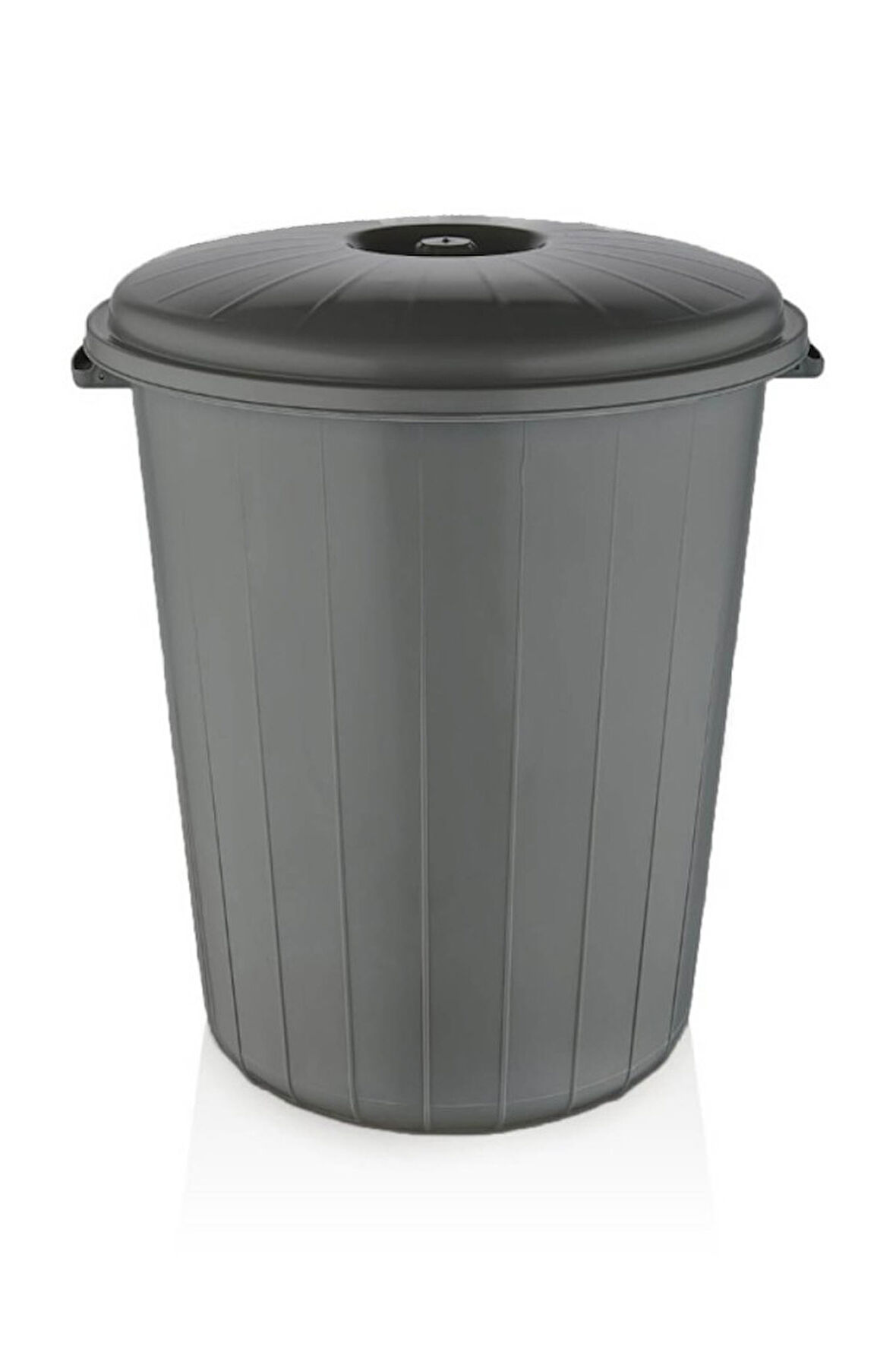 Plastik 50 Litre Battal Kapaklı Kulplu Çöp Kovası Gri My Lotus