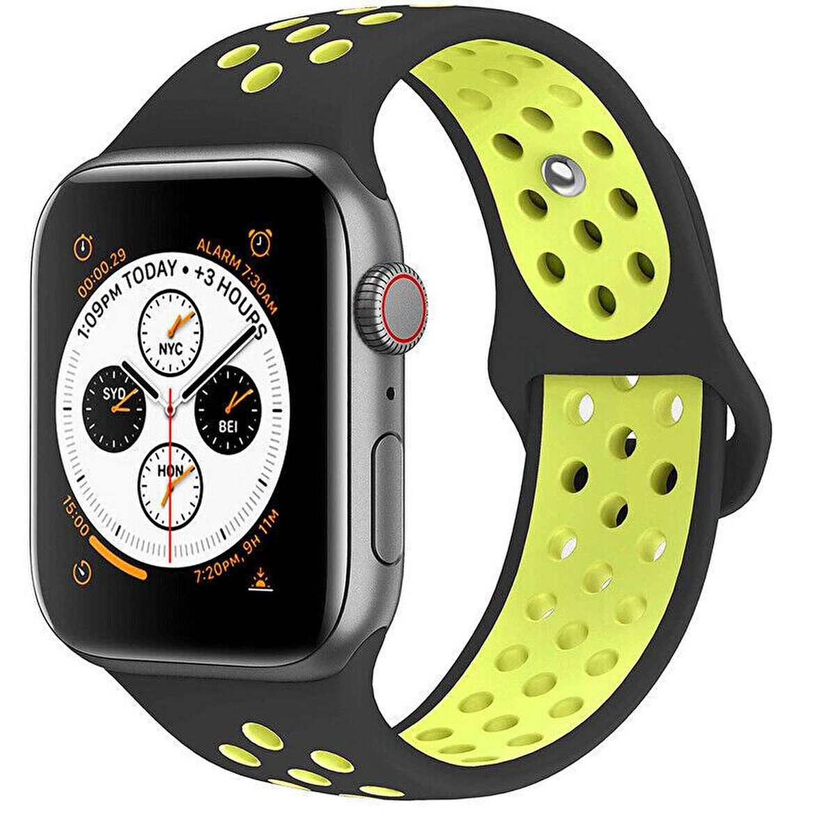 Apple Watch Seri 1/2/3/4/5/6/SE 40mm Silikon Kordon Delikli Kayış Spor Bileklik