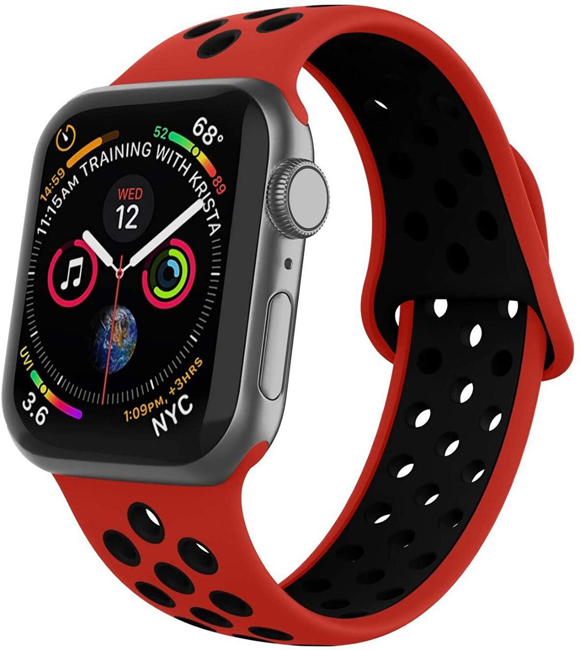 Apple Watch Seri 1/2/3/4/5 42mm Silikon Kordon Delikli Kayış Spor Bileklik