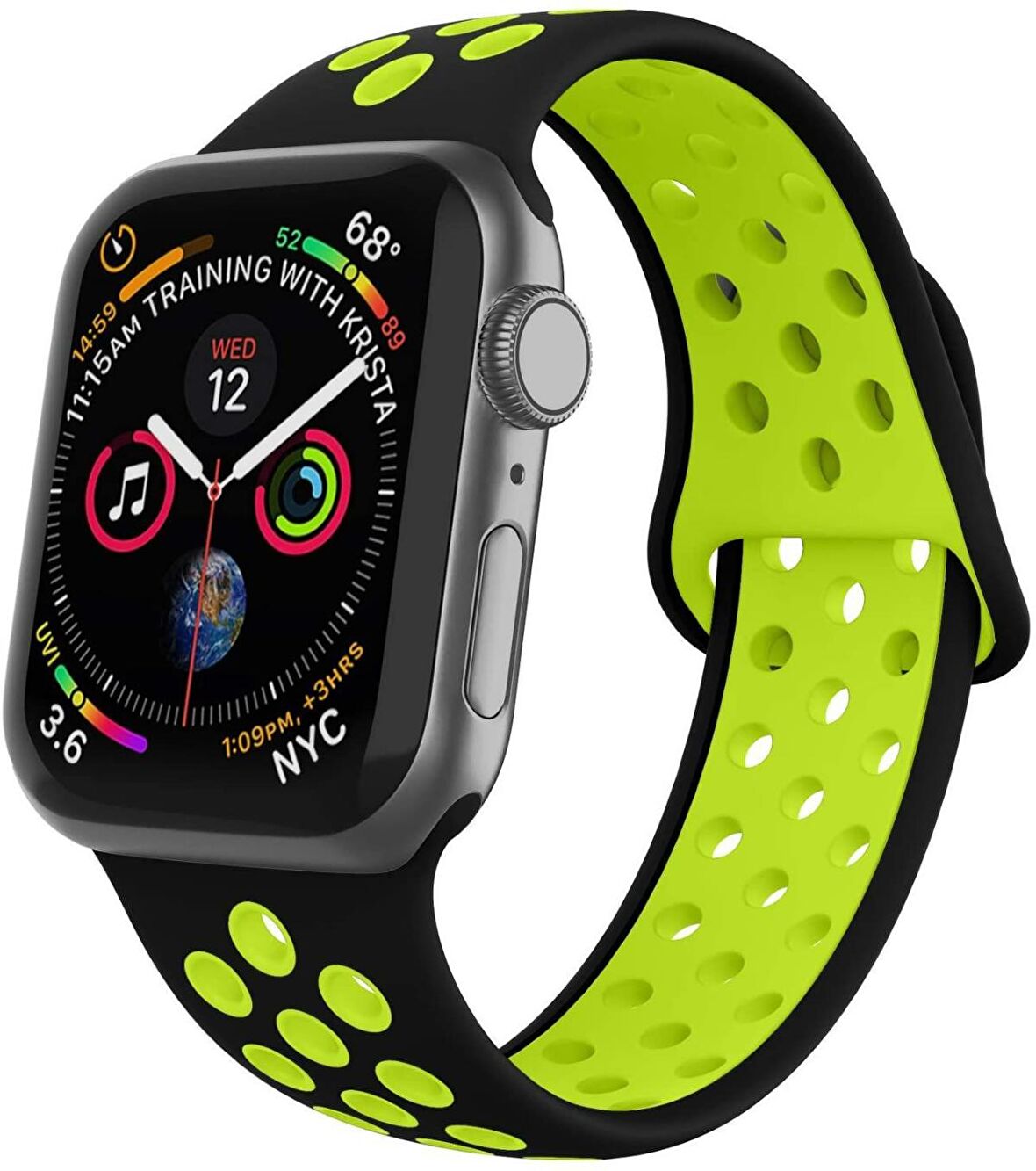 Apple Watch Seri 1/2/3/4/5/6/SE 44mm Silikon Kordon Delikli Kayış Spor Bileklik