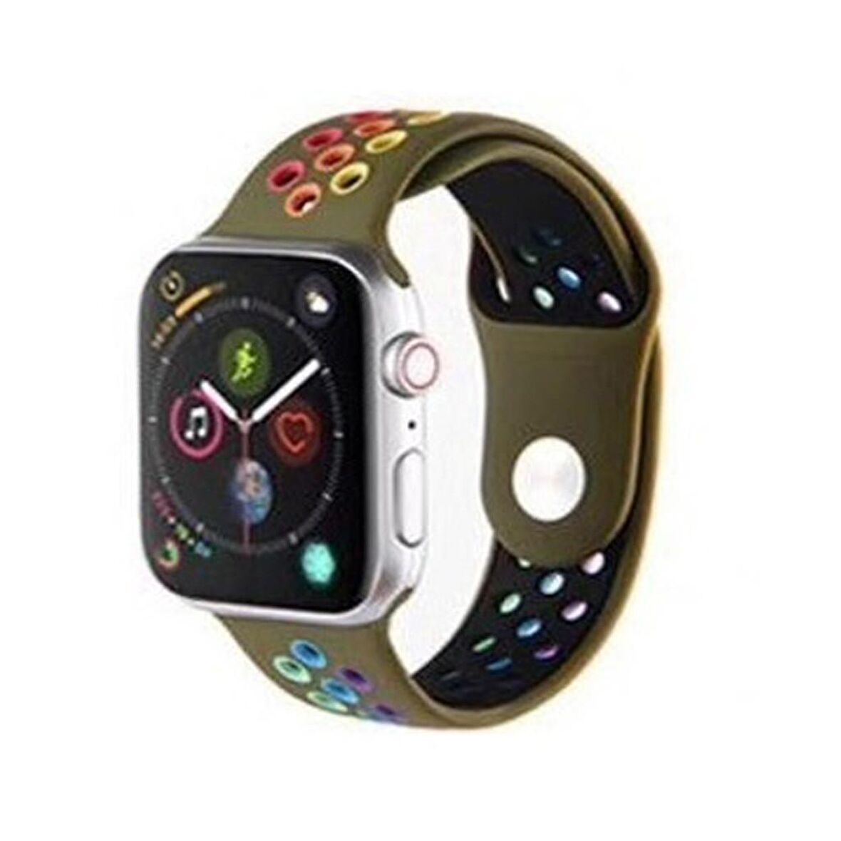 Apple Watch Uyumlu Seri 1/2/3/4/5 38mm Silikon Kordon Delikli Renkli Spor Kayış 
