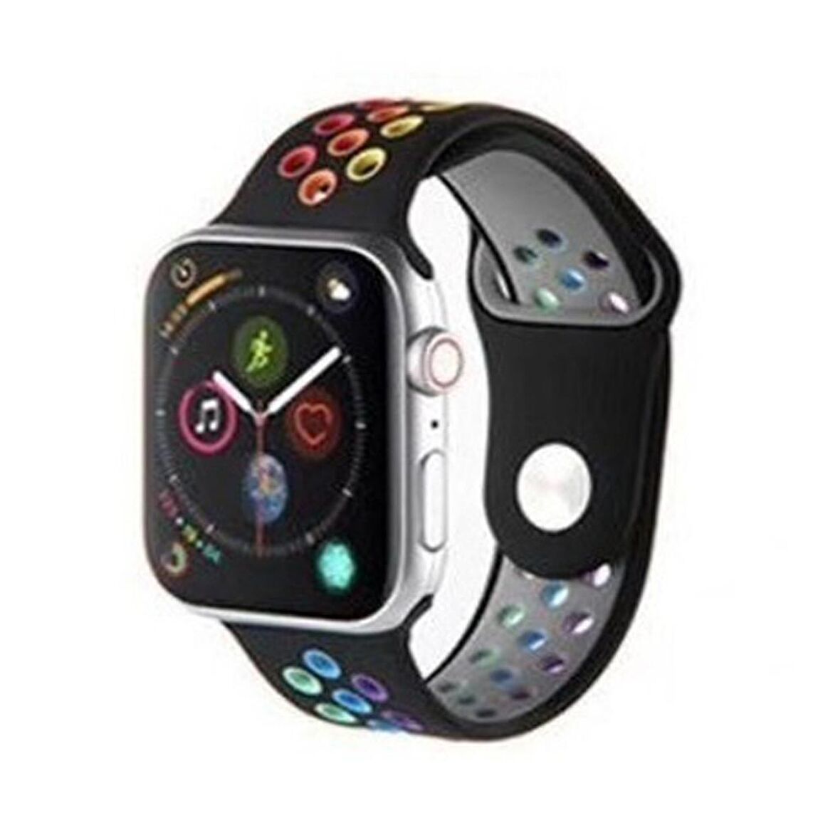 Apple Watch Seri 1/2/3/4/5/6/SE 40mm Silikon Kordon Delikli Renkli Spor Kayış