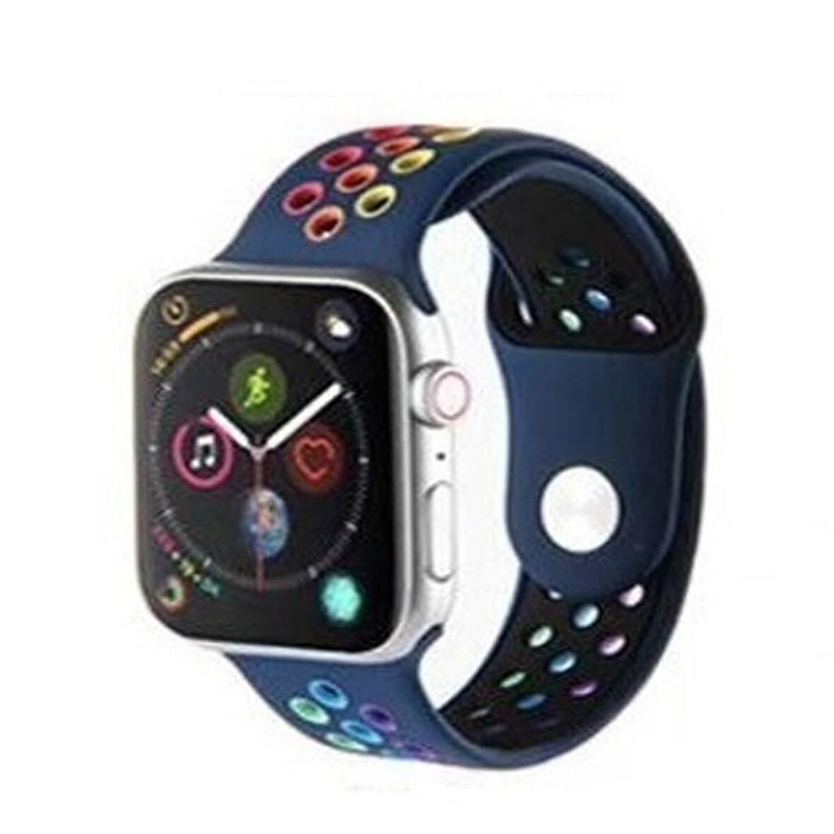 Apple Watch Uyumlu Seri 1/2/3/4/5 42mm Silikon Kordon Delikli Renkli Spor Kayış 