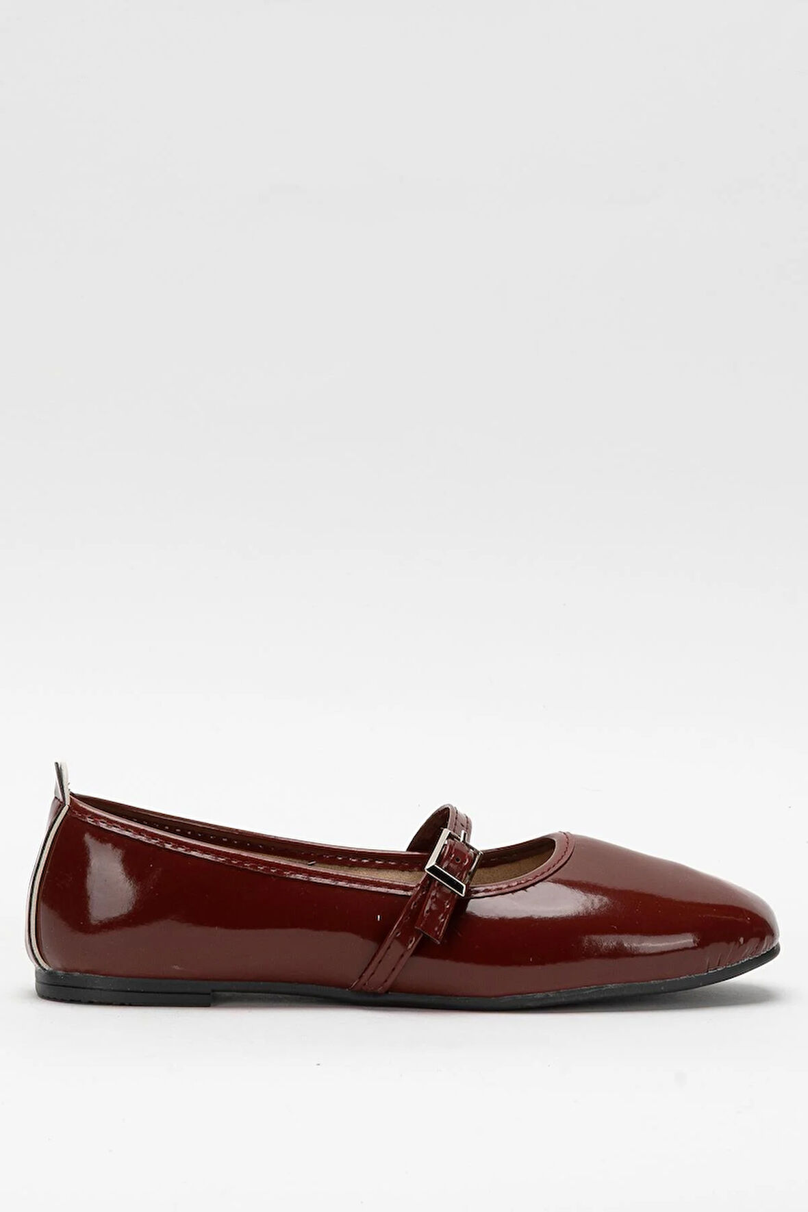 Kadın Kemer Detay Rugan Babet Ayakkabı BORDO